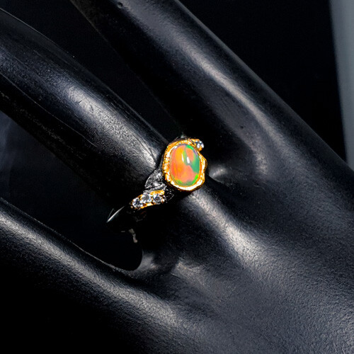 Unheated Handcraft Natural Opal Silver Ring 925 Sterling / RVS356