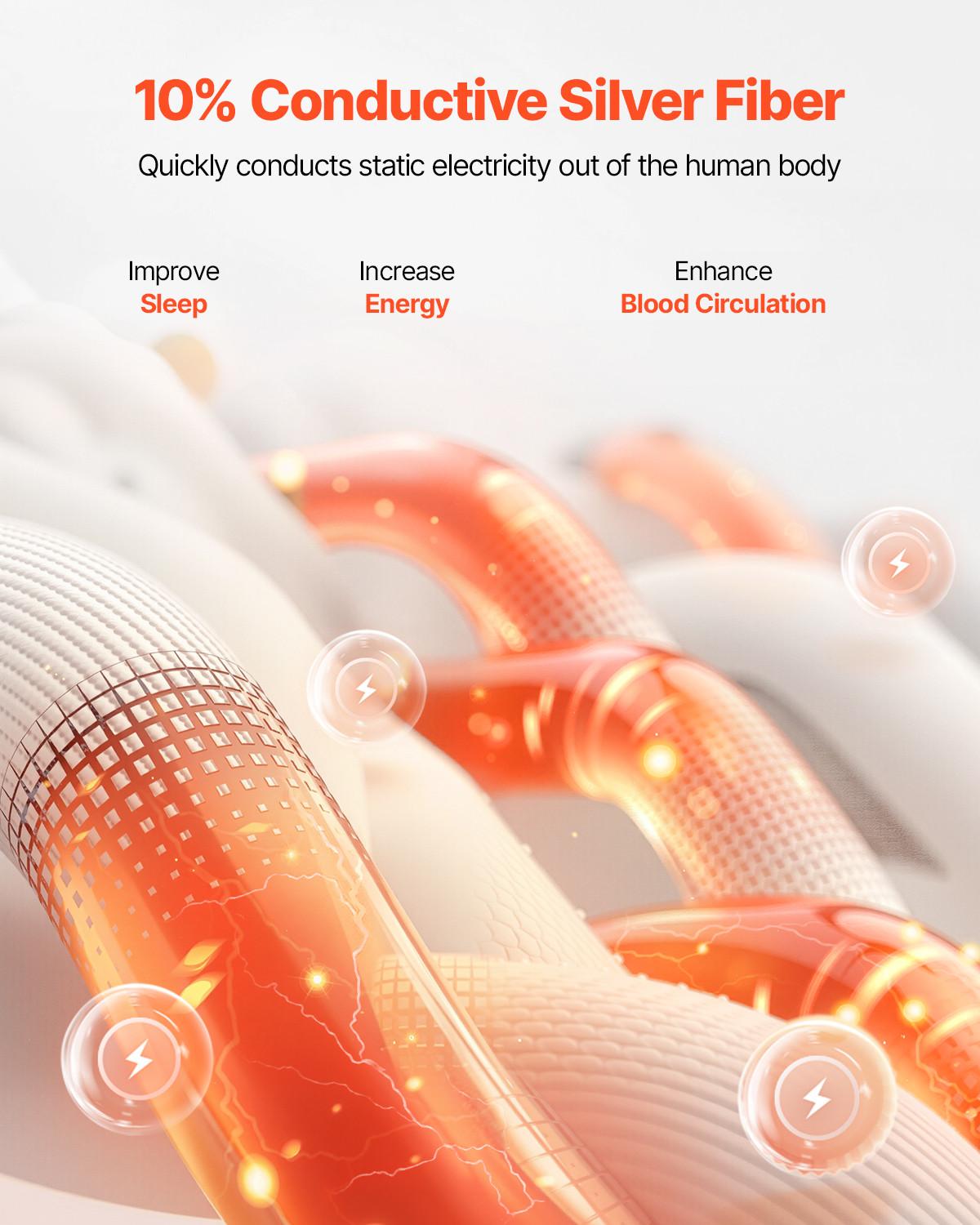 Grounding Sheets Queen Size 90% Cotton + 10% Silver Fiber Earthing Fitted Sheets