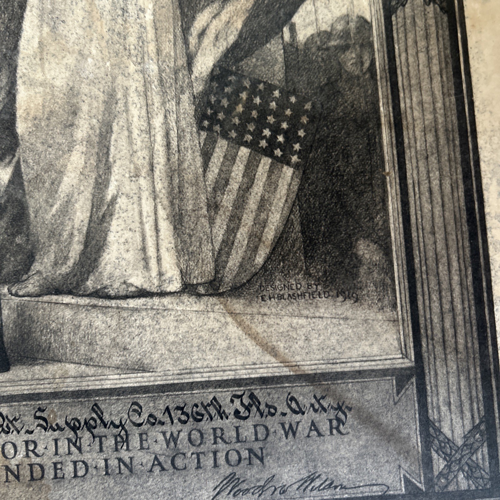 Antique Original WW1 Military Infantry Company Wounded In Action Letter