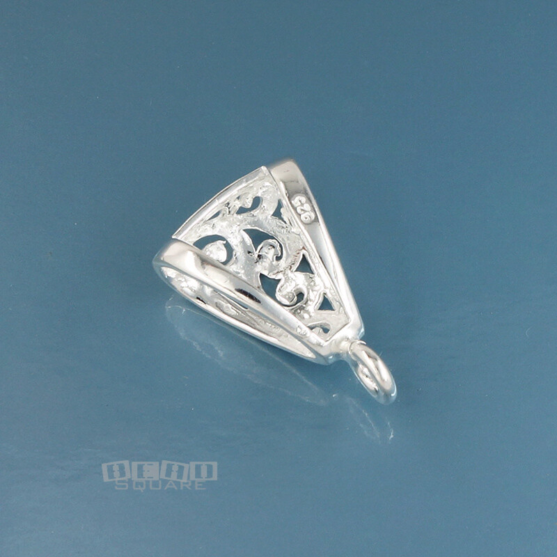 Sterling Silver Openwork Scroll Pendant Bail Connector w/Open Loop 18.5mm #44339