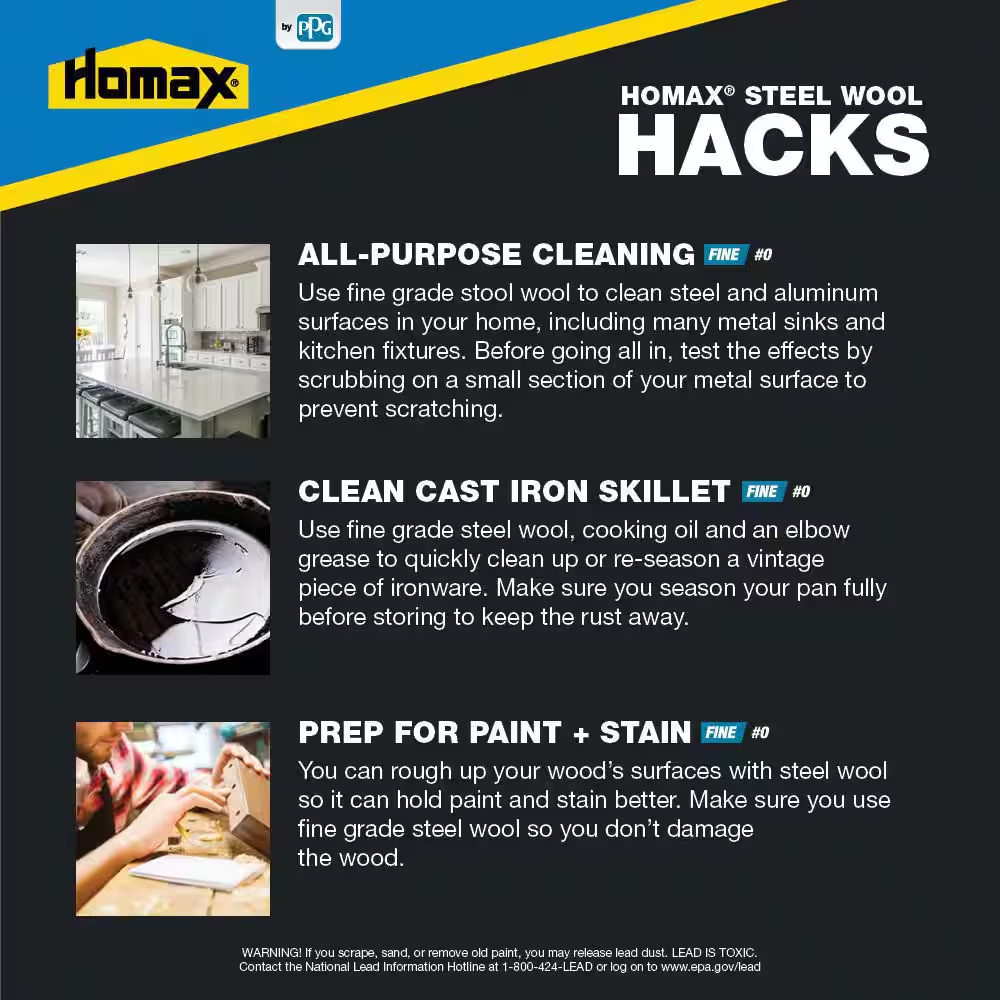 NEW Multi Grade Steel Wool 12 Pads Coarse Medium Fine for Surface Prep Work