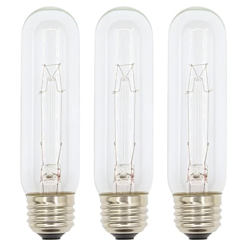 25W T10 Clear Tubular Incandescent Bulbs, Vintage Antique Style Showcase