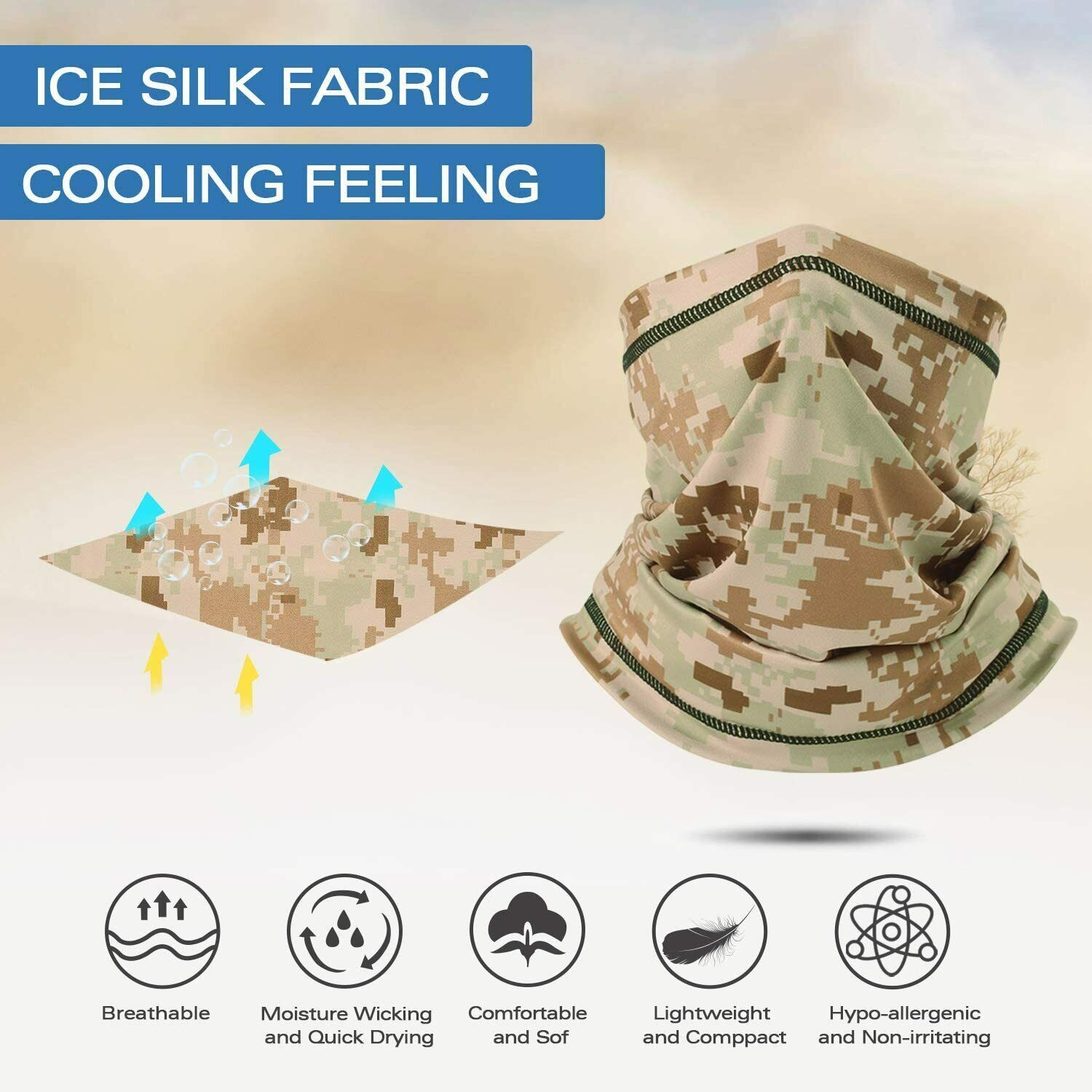 Tactical Camo Neck Gaiter Face Mask Scarf Breathable Bandana Cover Balaclava US