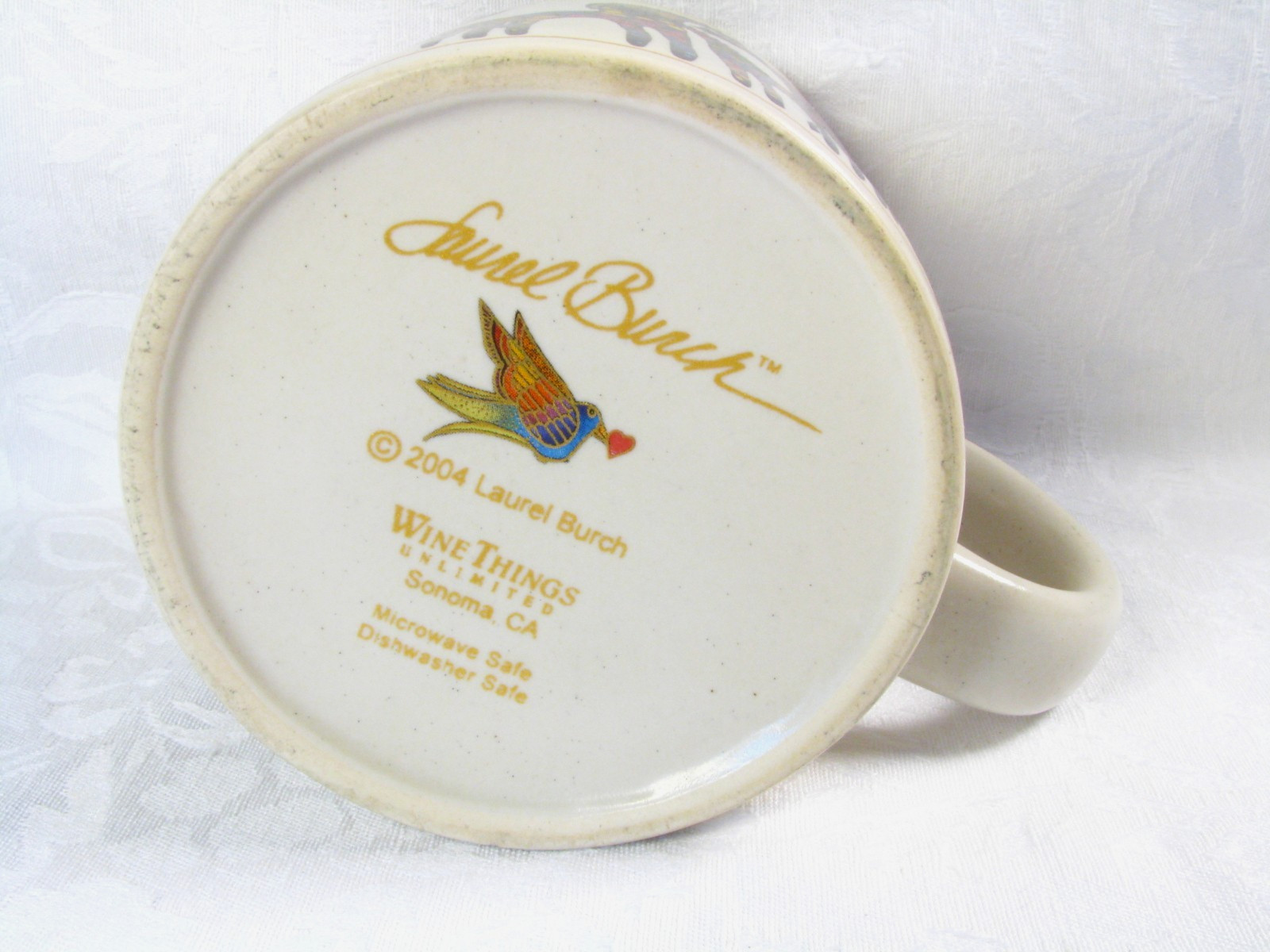 Laurel Burch Coffee Mug Wine Things Unltd Sonoma 2004 Rainbow Family of Giraffes