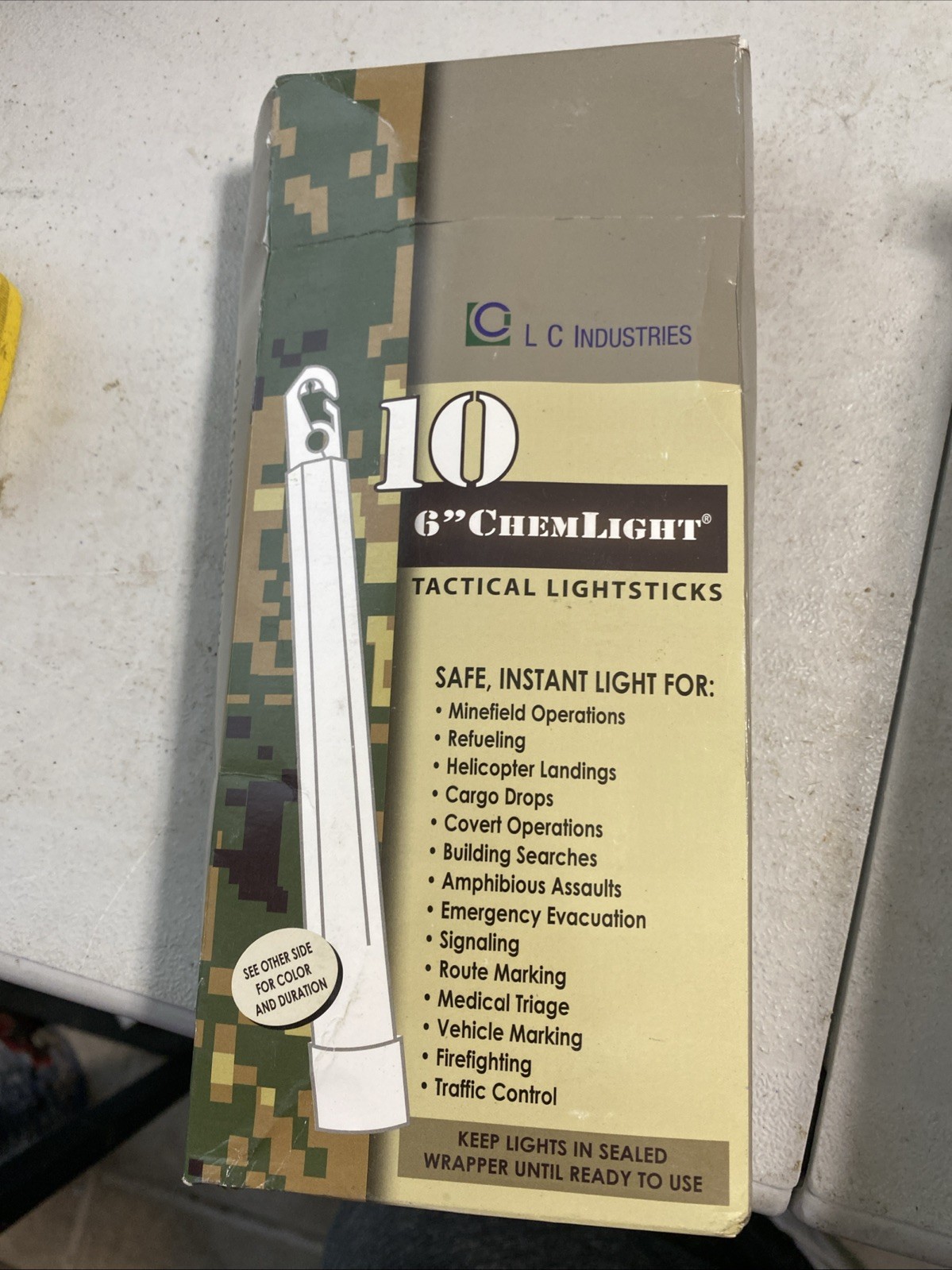 (BOX OF 10) LC Industries ChemLight 6" Inch GREEN Military Grade Glow Sticks