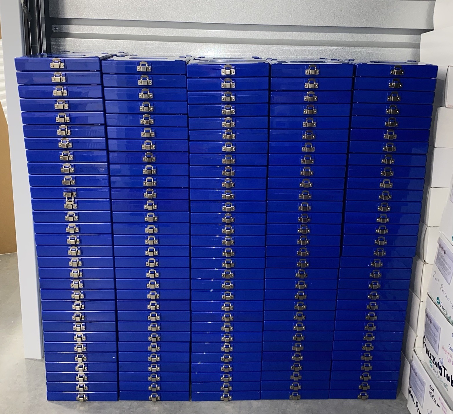 (10) Bundle Heathrow Scientific 100-Place Microscope Slide Boxes BLUE