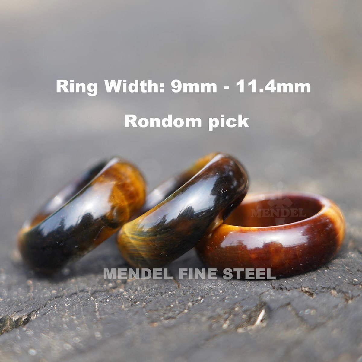 MENDEL Mens Gemstone Tiger Eye Stone Band Ring For Men Women Size 7 8 9 10 11 12