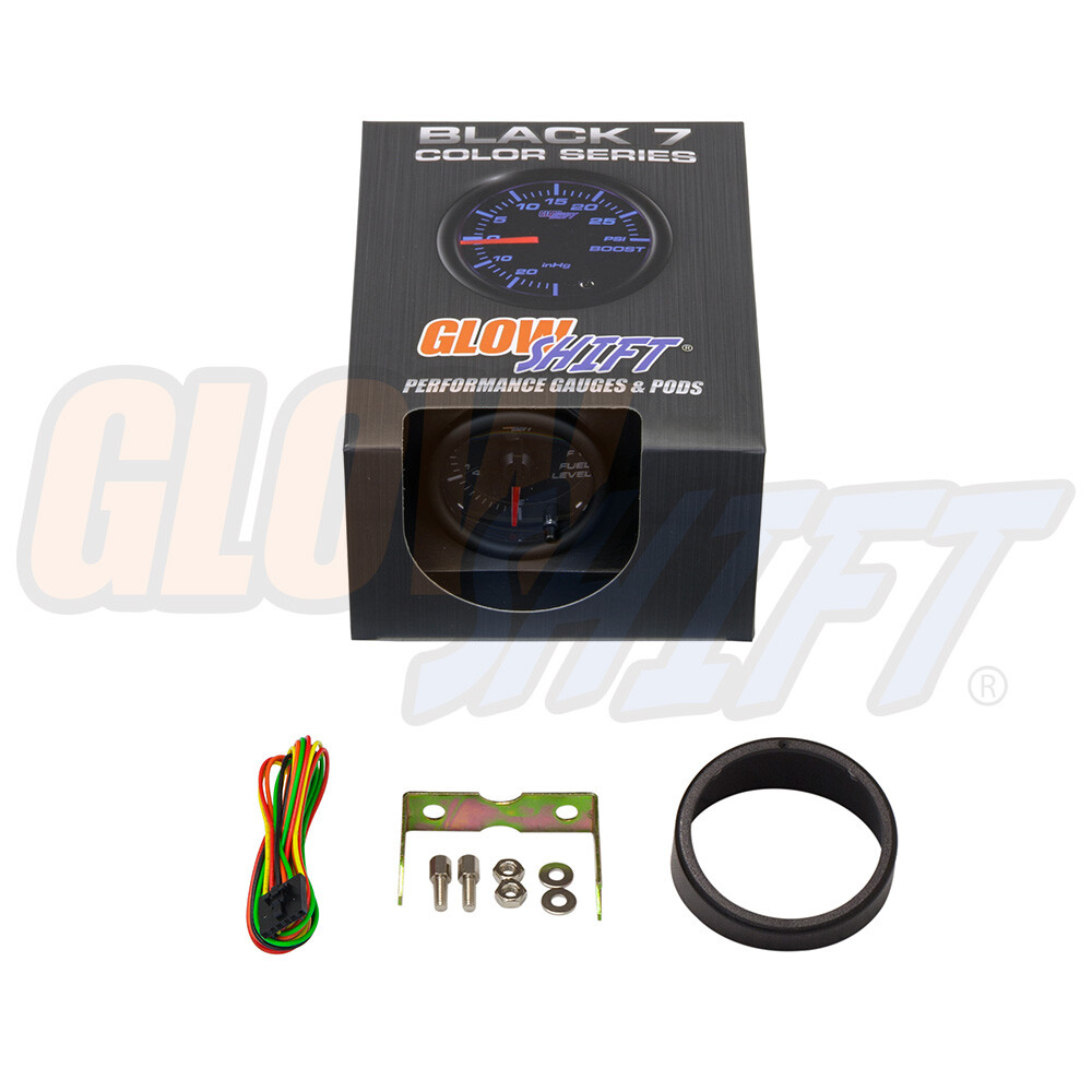 GlowShift 52mm Black 7 Color LED Adjustable Fuel Level Gauge
