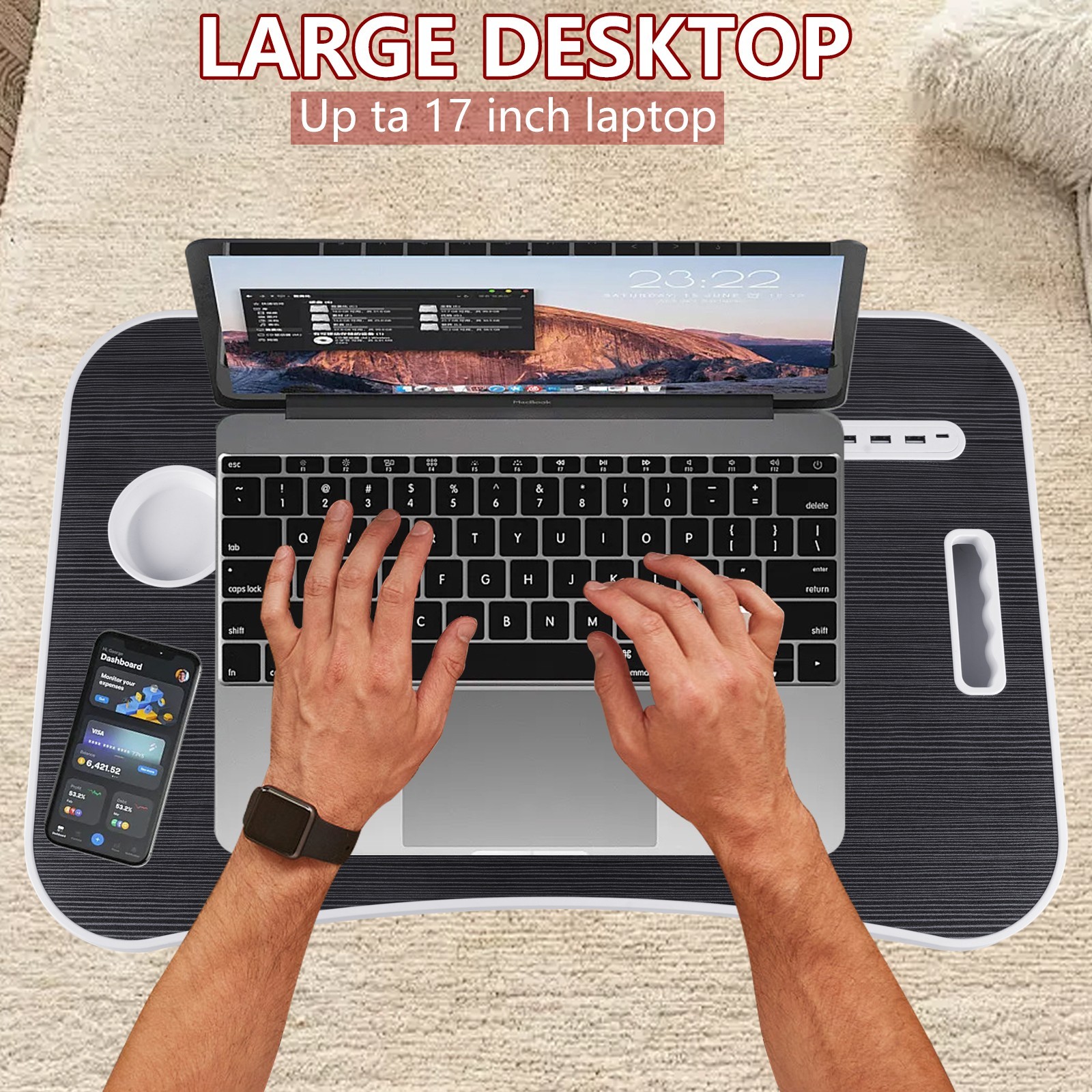 Laptop Tray Lap Desk Stand Foldable Bed Table Notebook Tray Cup Slot Adjustable