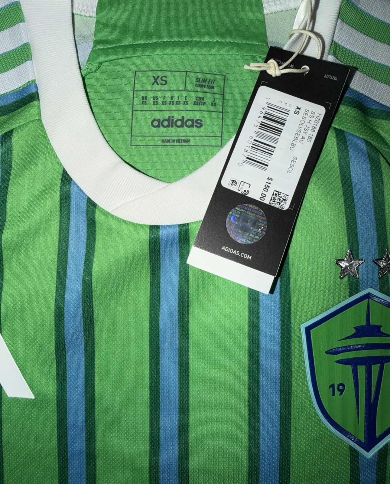 24-25 Adidas Men’s Seattle Sounders Authentic Version Home Soccer Jersey XS