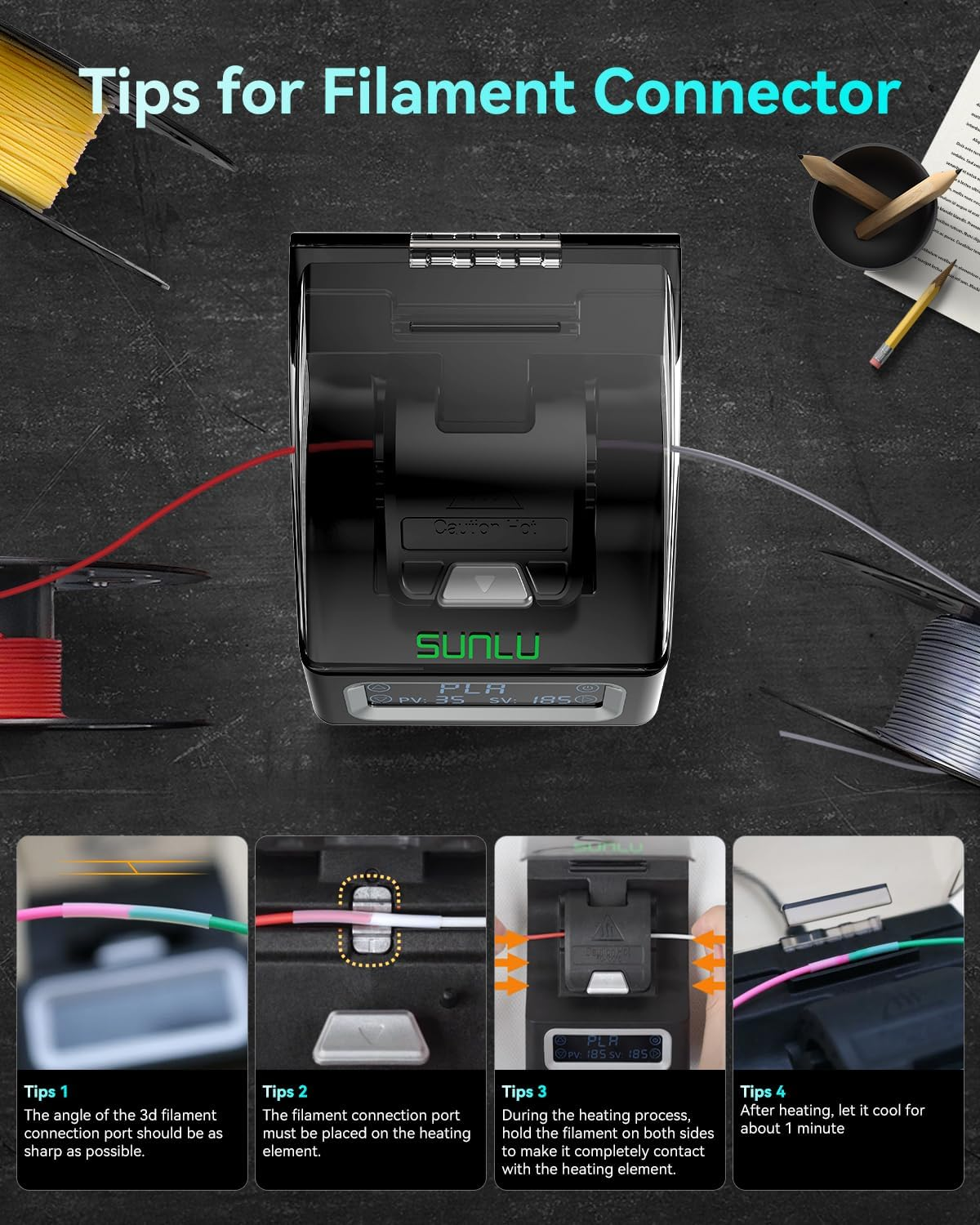 SUNLU FC01 Filament Connector for 1.75mm PLA/PETG/ABS Filaments With 400pcs PTFE