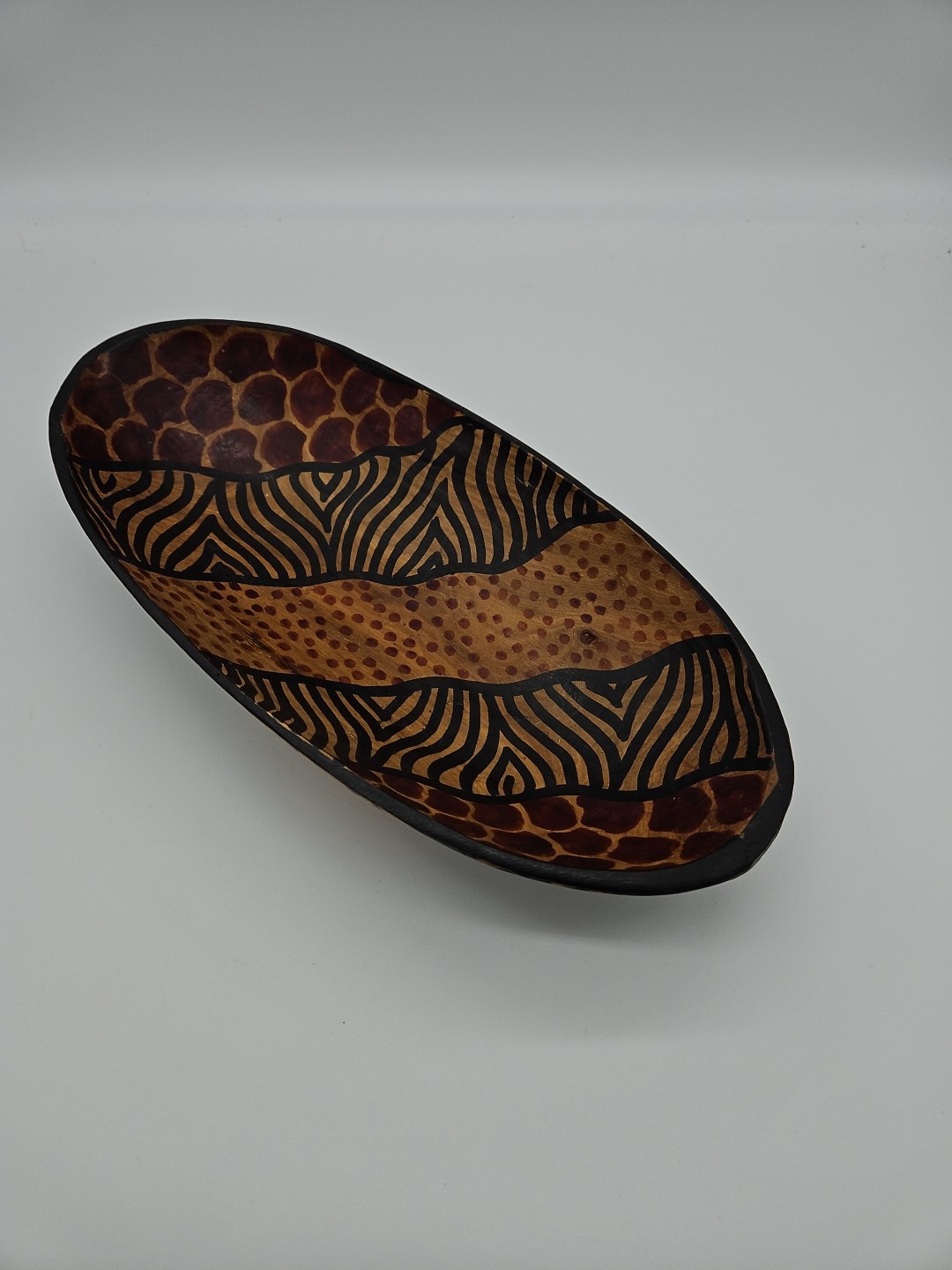 Vintage Kenya Hand Carved Decorative Bowl 12" X 6" X 2 1/2"