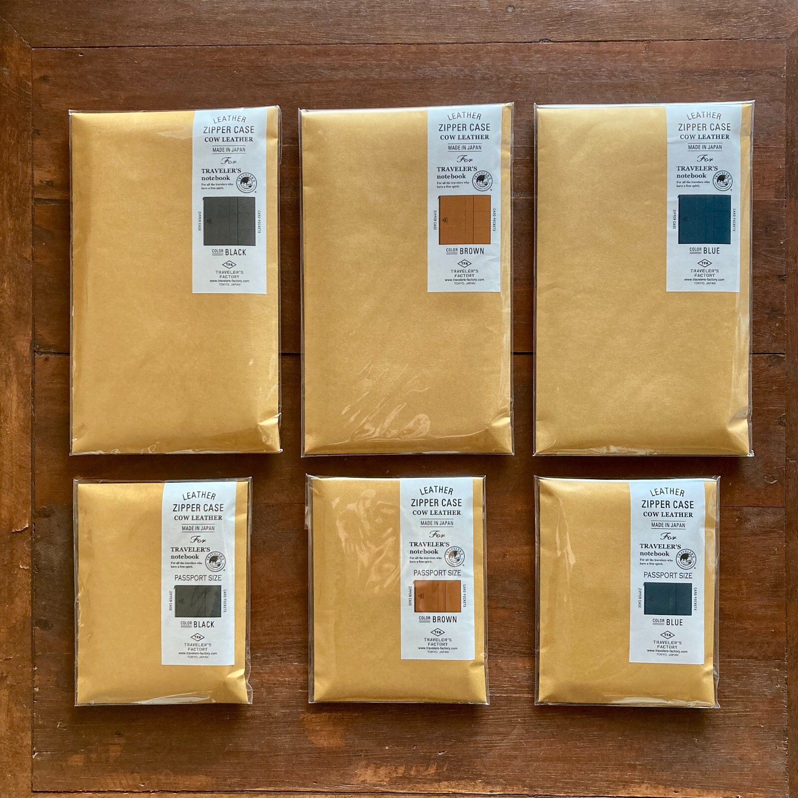 TRAVELER'S Notebook Leather Zipper Case engraving Tannin Regular & Passport size