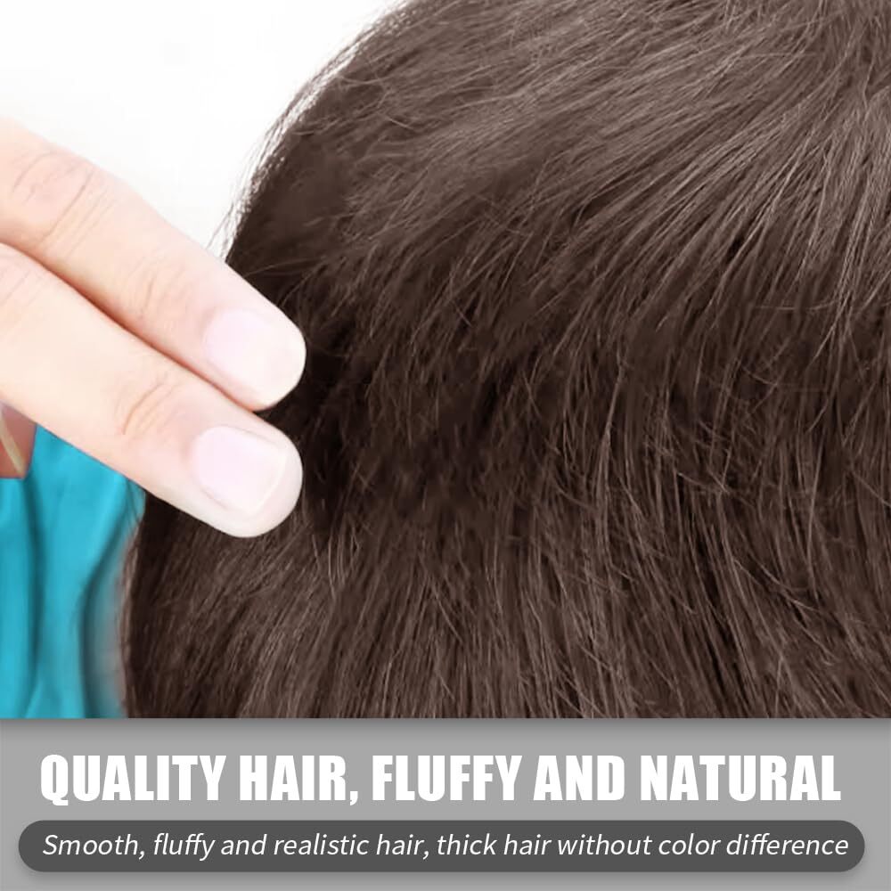 Men's Short Brown Wig Natural Fluffy Synthetic Hair Wig Heat Resistant Daily USA