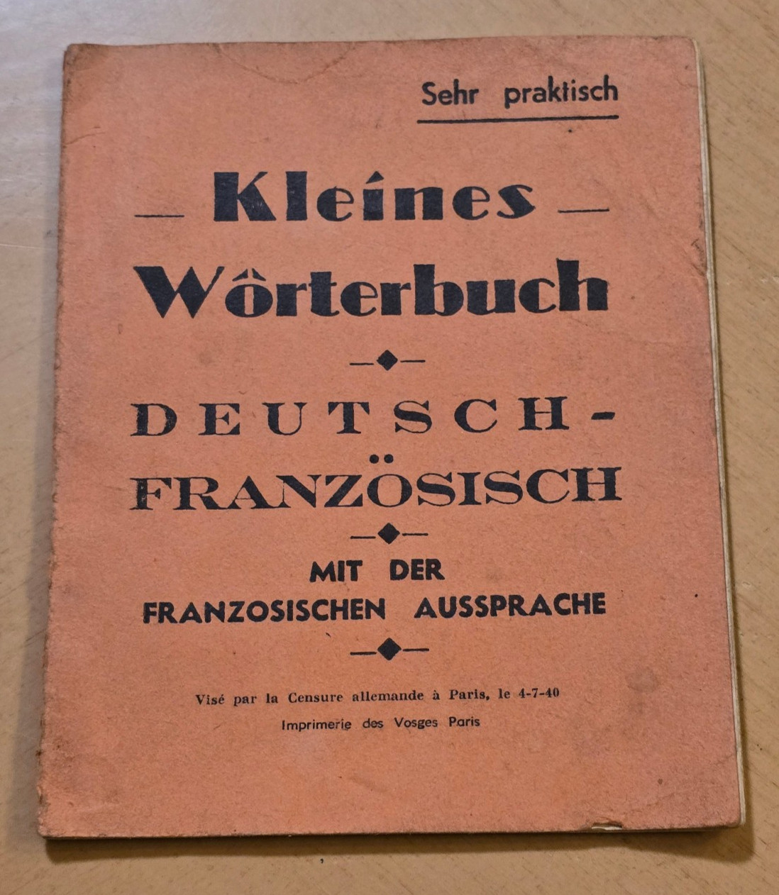 WWII Third Reich German French Pocket Dictionary Wehrmacht Paris 1940 Censored