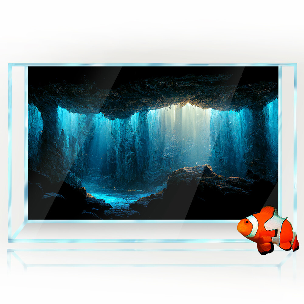 Aquarium Background Sticker, Underwater Caves Fish Tank Decorations Poster