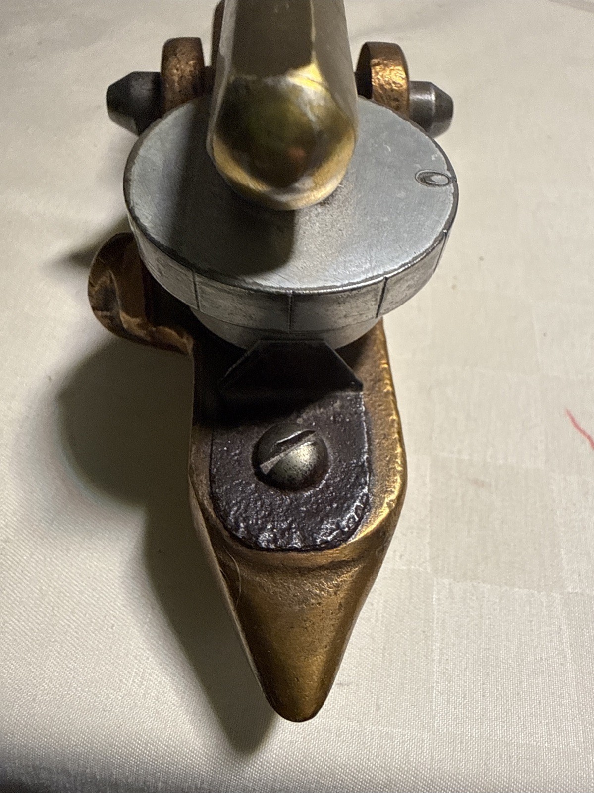 Polished Bronze Inclinometer w/ Micrometer Adjustment W a Starrett No. 135 Level