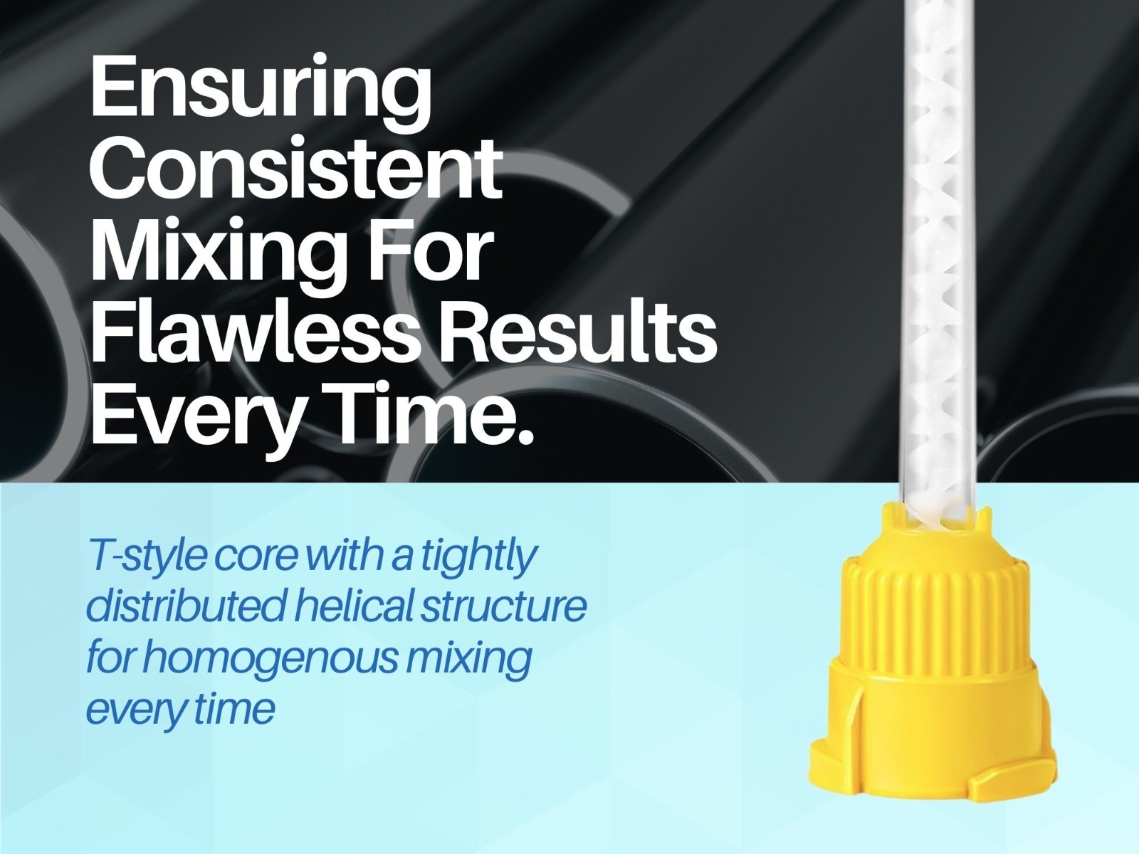 Short Dental Mixing & Intra-Oral Tips 100-Pack, 1:1 Ratio, Yellow 5 cm