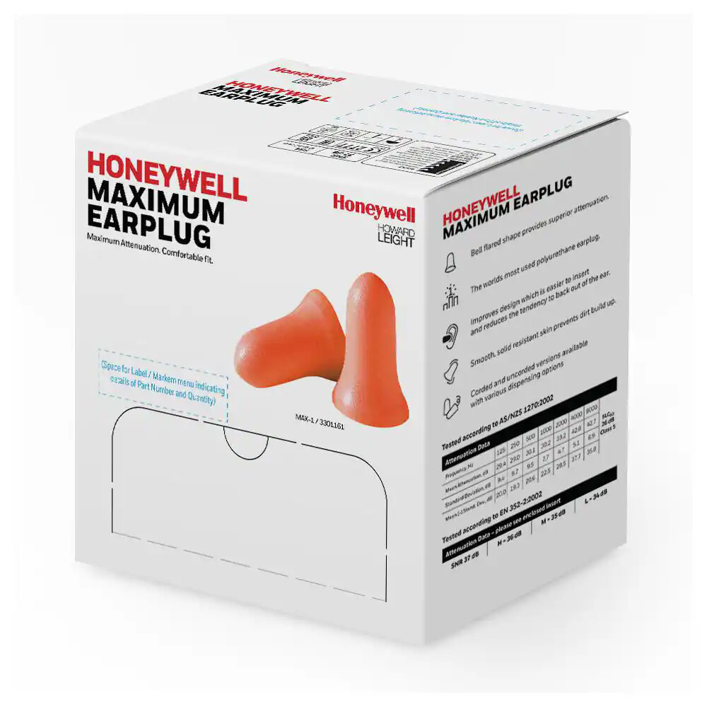 Howard Leight Honeywell Max1 Orange Earplugs Uncorded NRR33 Select Quantity