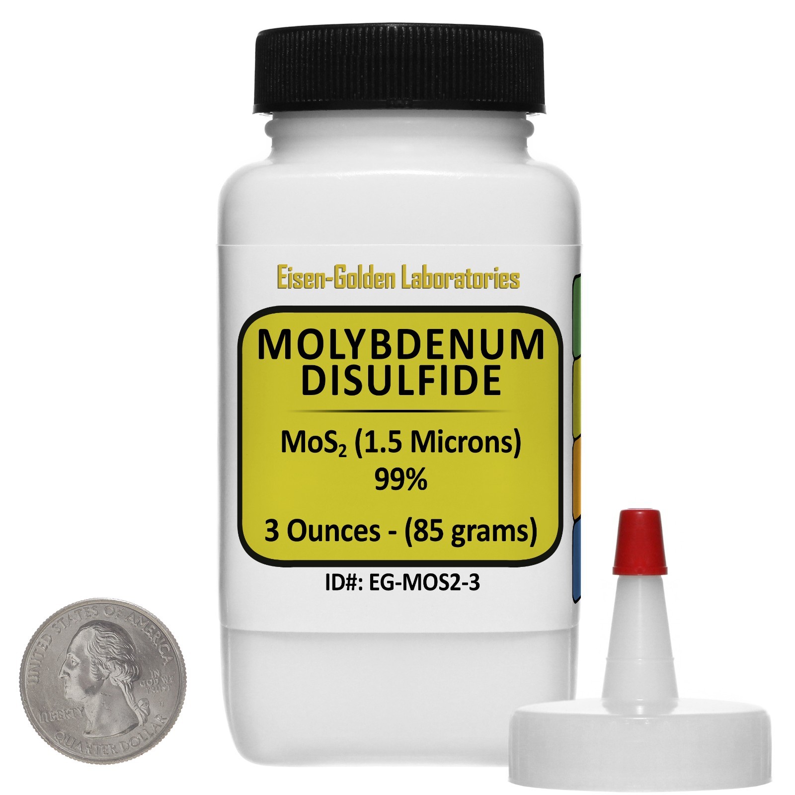 Molybdenum Disulfide [MoS2] 99% AR Grade Powder 3 Oz in a Space-Saver Bottle USA