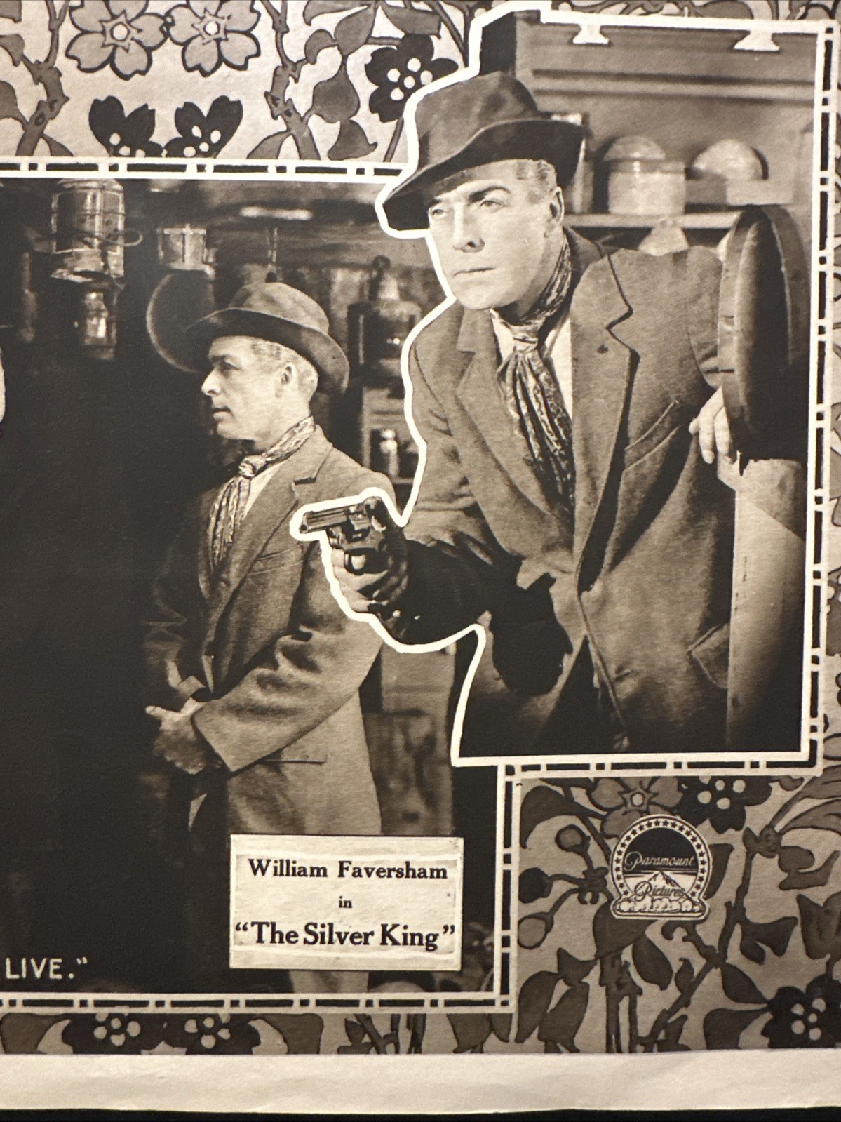 ANTIQUE ART CRAFT PICTURES/ PARAMOUNT “William Faversham” SILVER KING POSTER