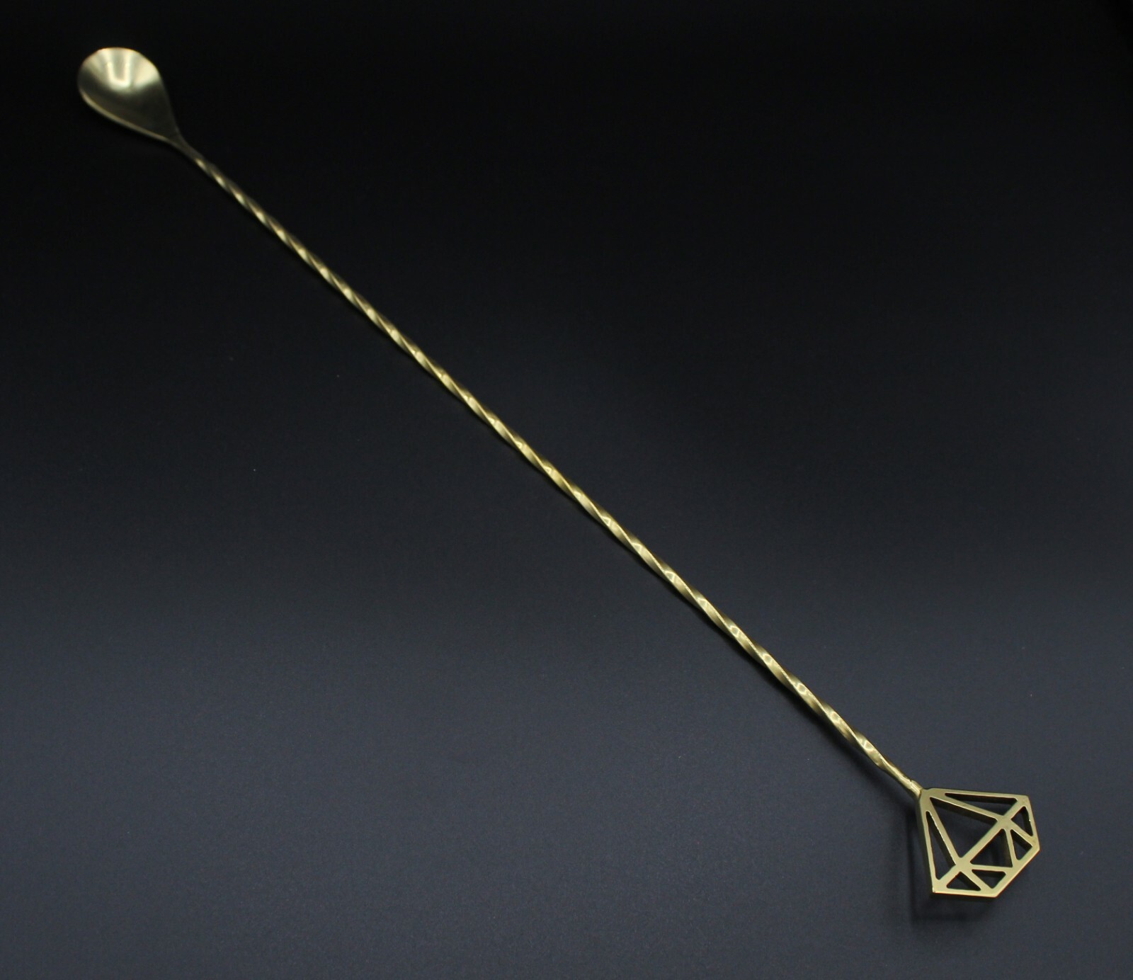Golden Titanium Coating Mixing Bar Spoon 45cm Bartender Barware with Diamond