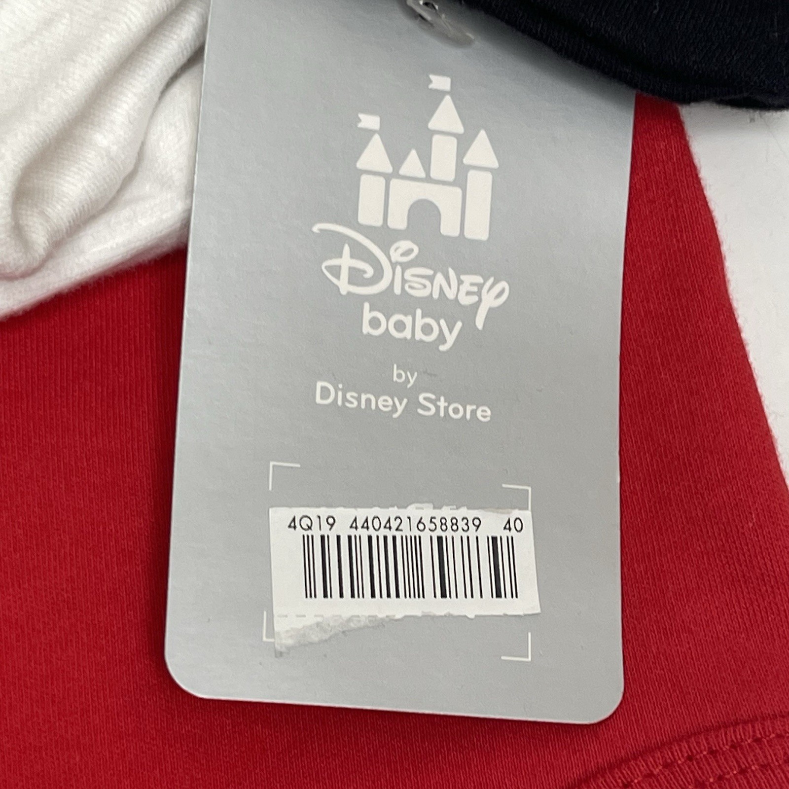 Disney Store Mickey Mouse Costume Pin Down Bodysuit Set Black Red Baby 6-9M NWT