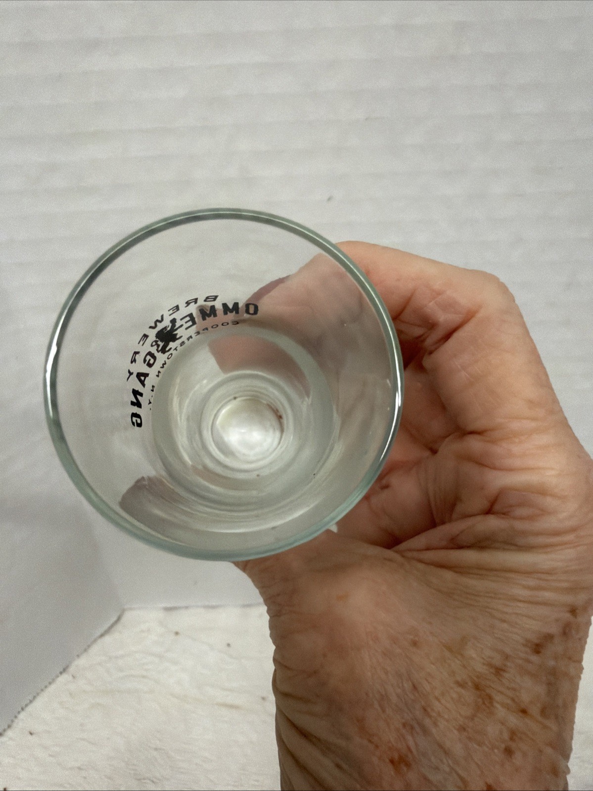 LOT OF 2 Shot OMME COOPERSTOWN NY GANG BREWERY LOGO BEER MUG GLASS ADVERTISING