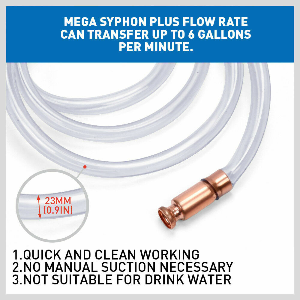 Jiggler Shaker Siphon Hose Pump 10'x1" Transfer liquid Anti-Static Tubing Brass