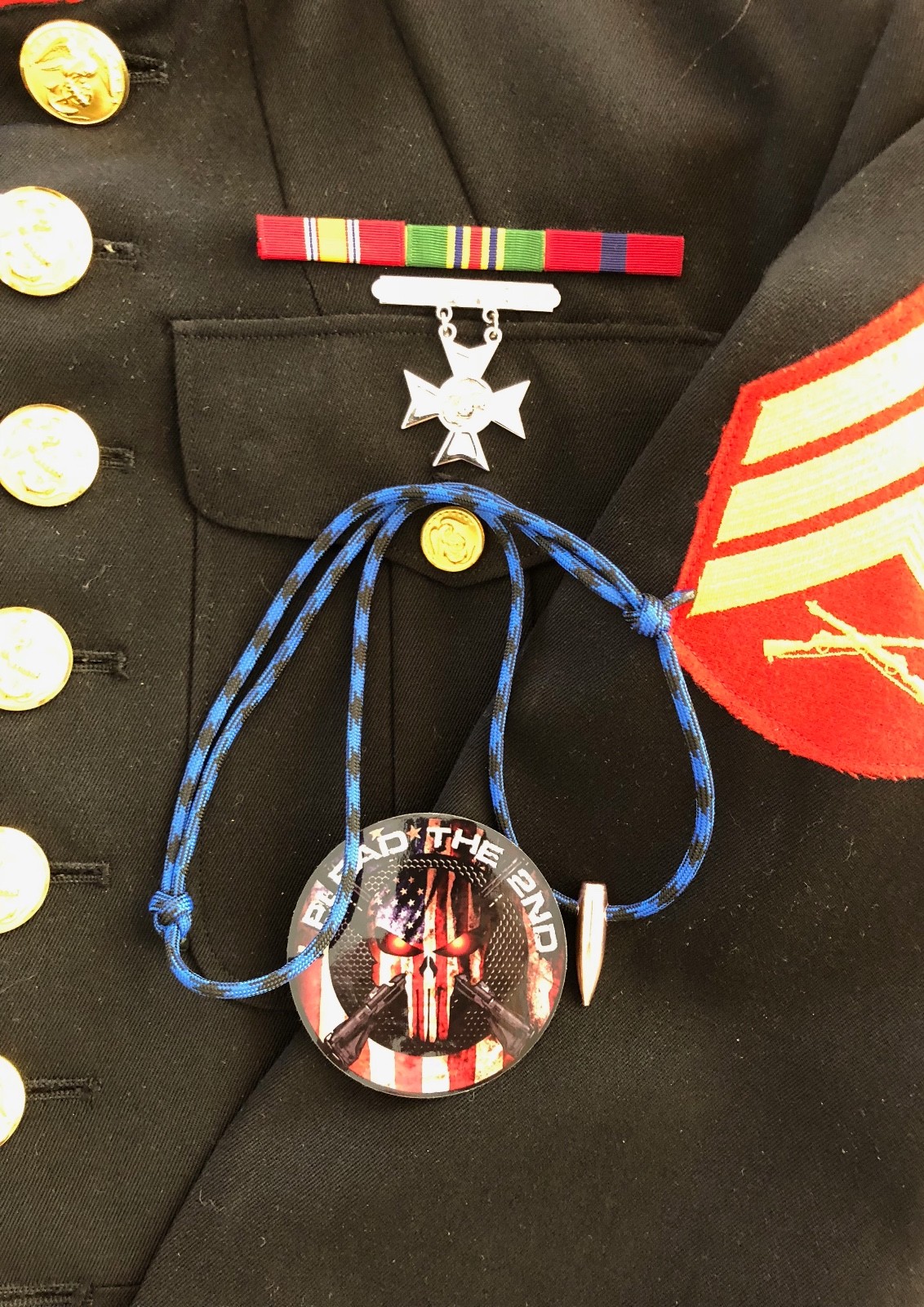 Paracord .30 Cal Sniper HOG TOOTH ...Necklace ...+ 1 Decal ...Blue/Black