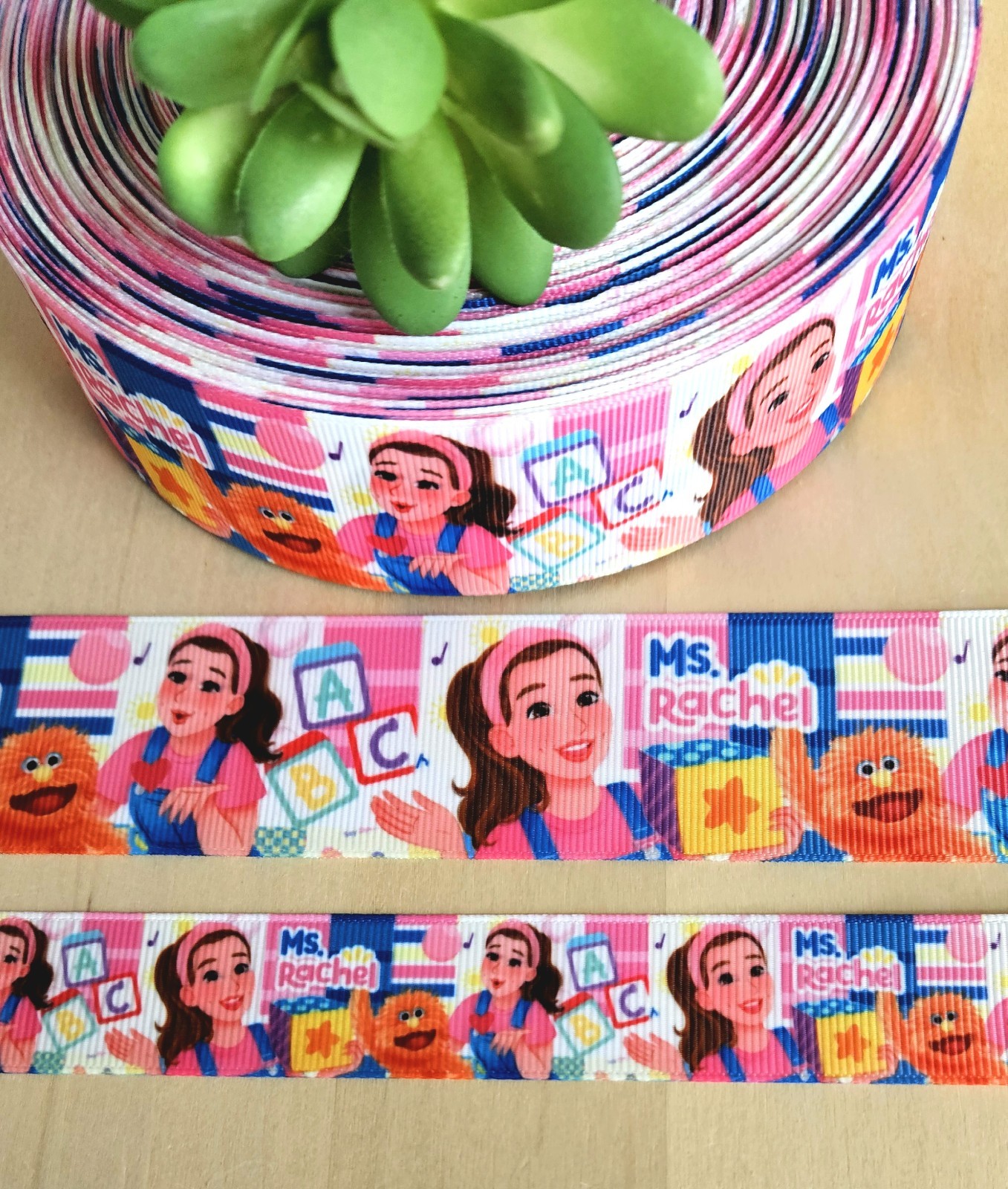 7/8 & 1.5" (1 YD) Ms. Rachel Grosgrain Ribbon Kids YouTube Character Ribbon