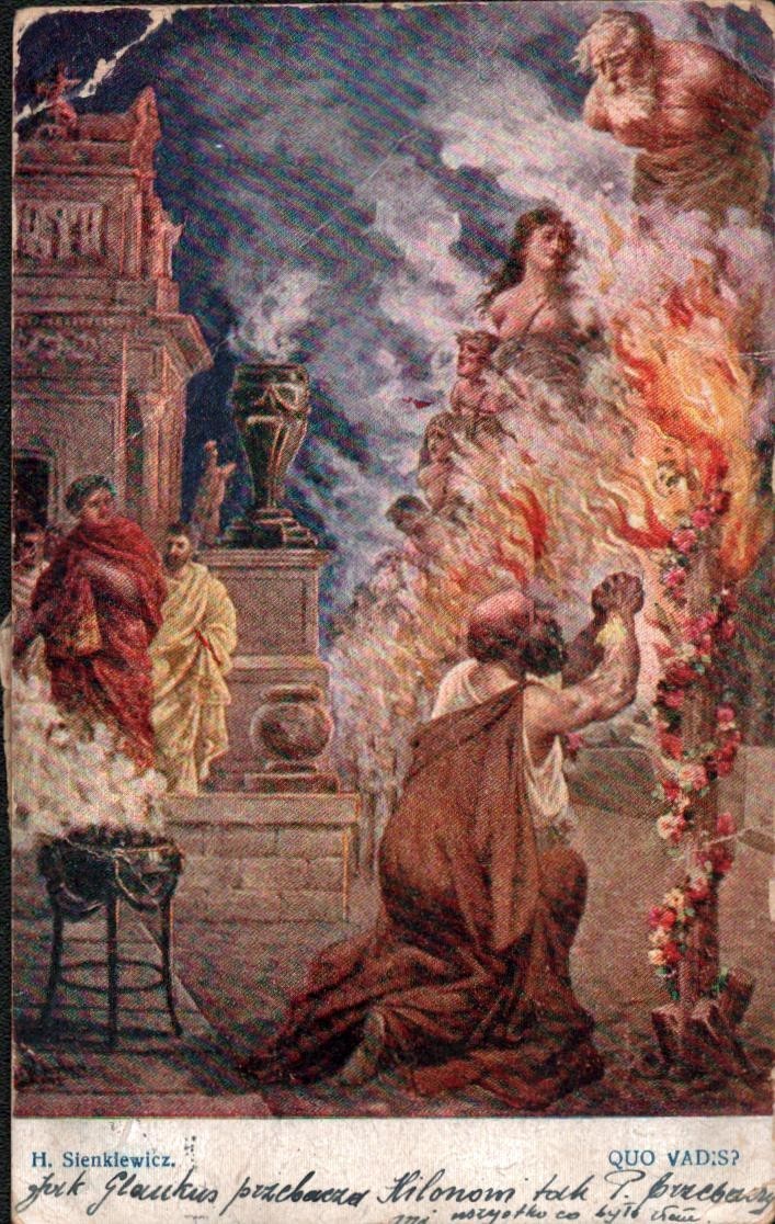 1923 Poland Postcard Cover with 4 Stamps - Painting of Christian Martyrs