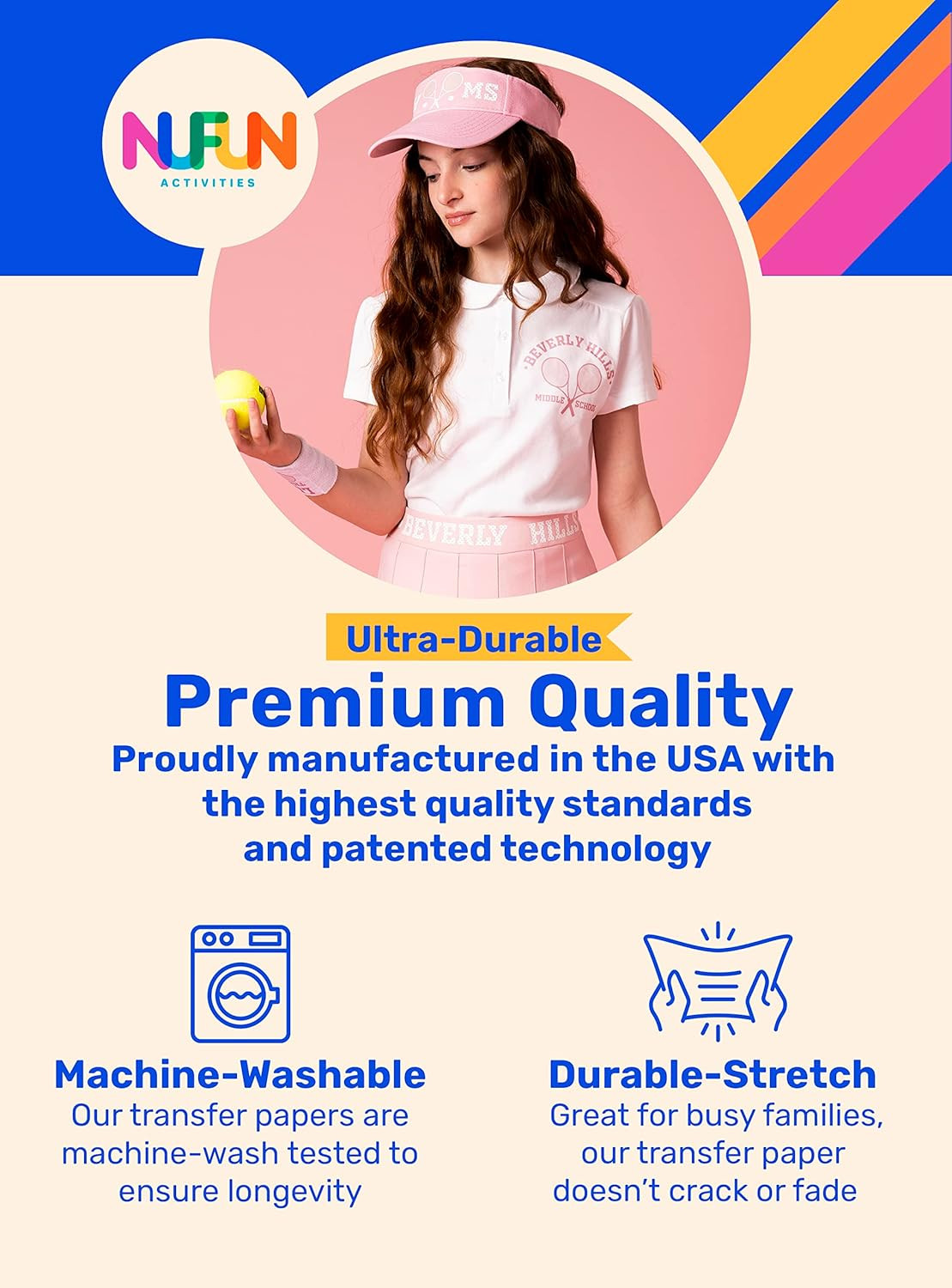 NuFun Activities Printable Iron-on Heat Transfer Paper for T Shirts, Light Fabri