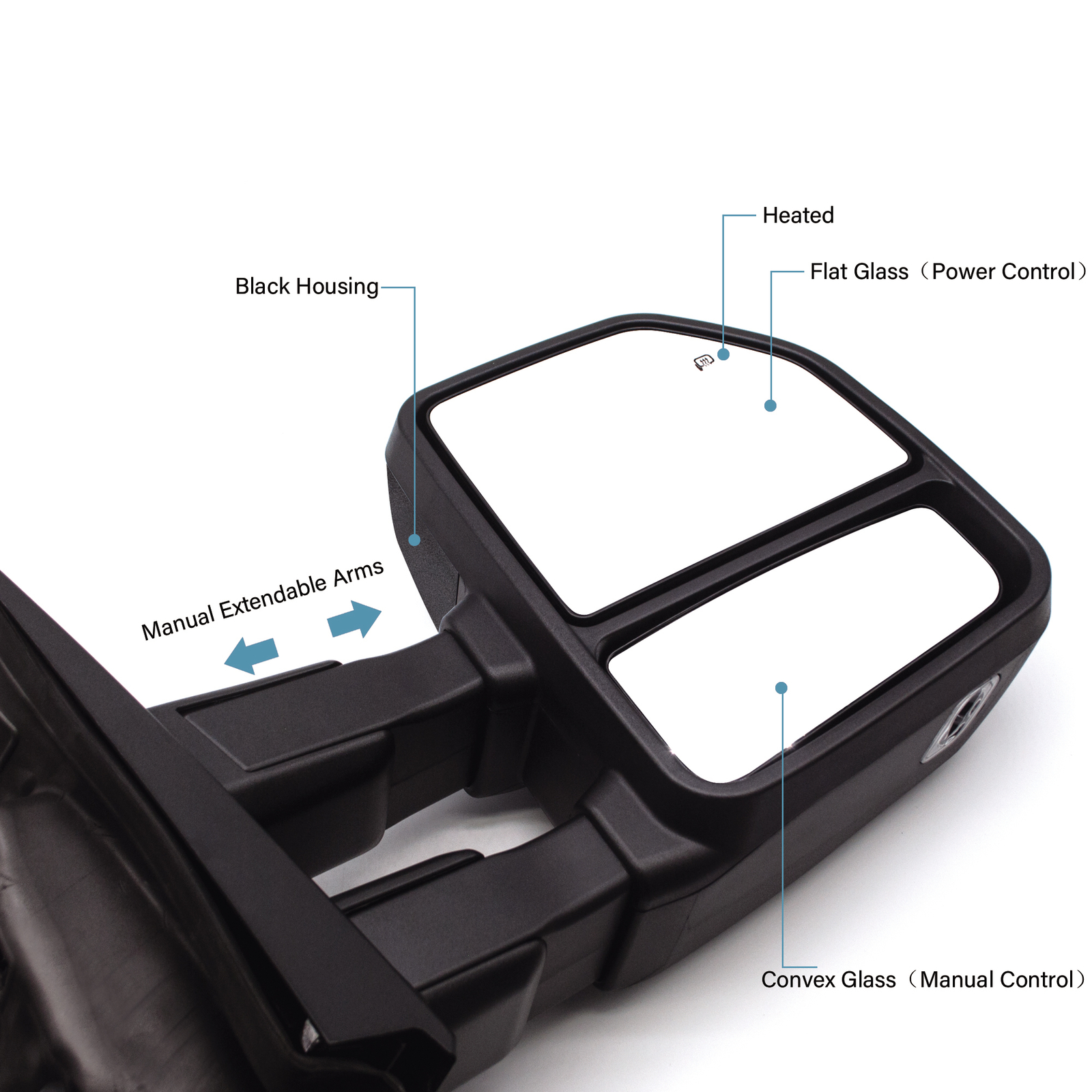 Pair Towing Mirrors For 2015-2020 Ford F-150 Pickup Power Heated Signal Sensor