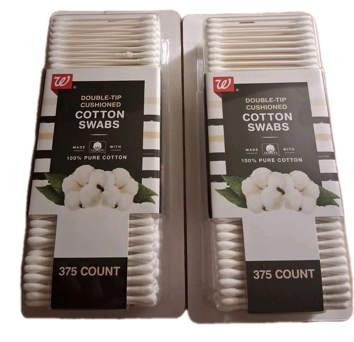 Two New Walgreens Brand Double Tip Cushioned Cotton Swabs 375 Count Packs
