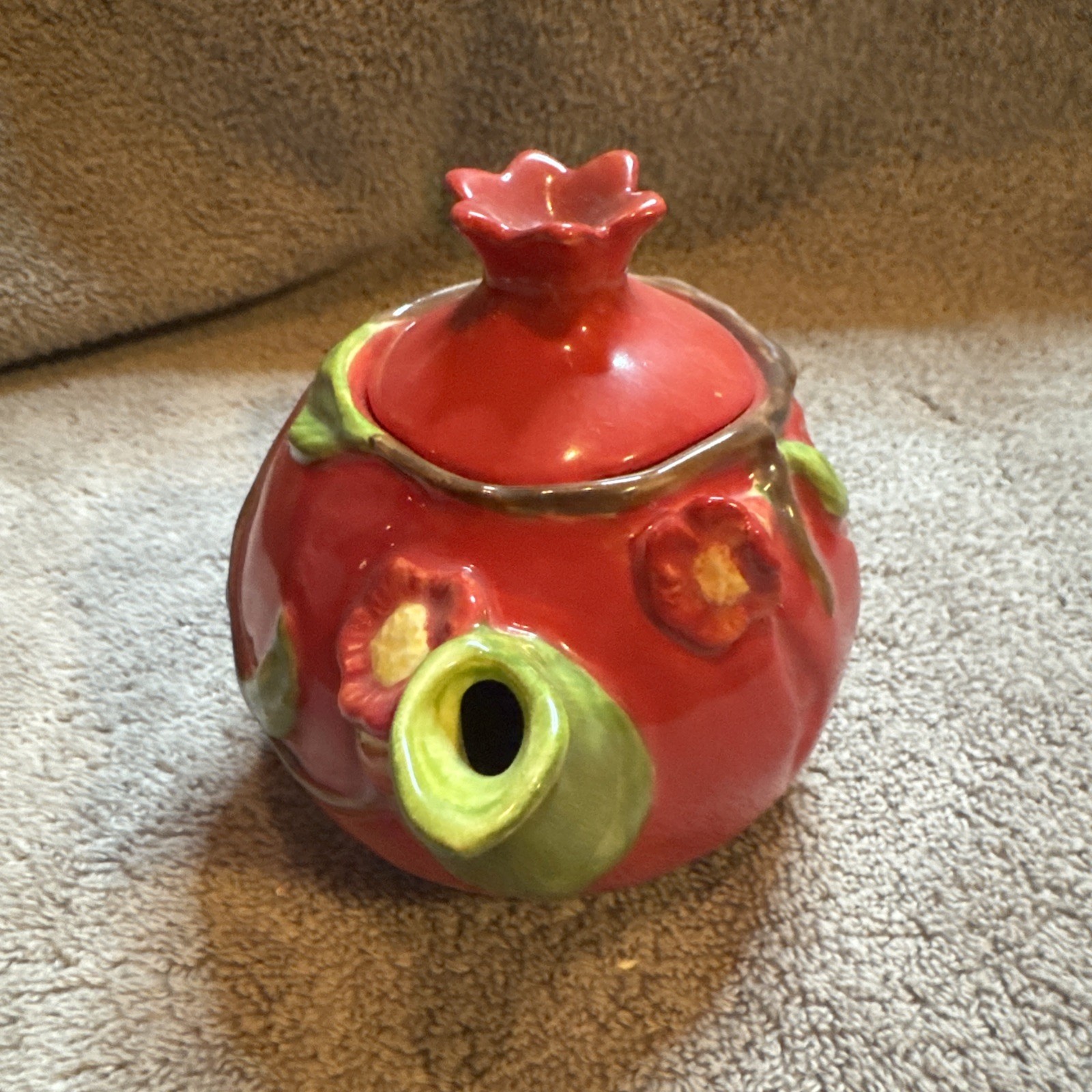 Vtg Lot 6 Ceramic Fruit Teapots: Pear P/apple Peach Pomegranate Watermelon Grape