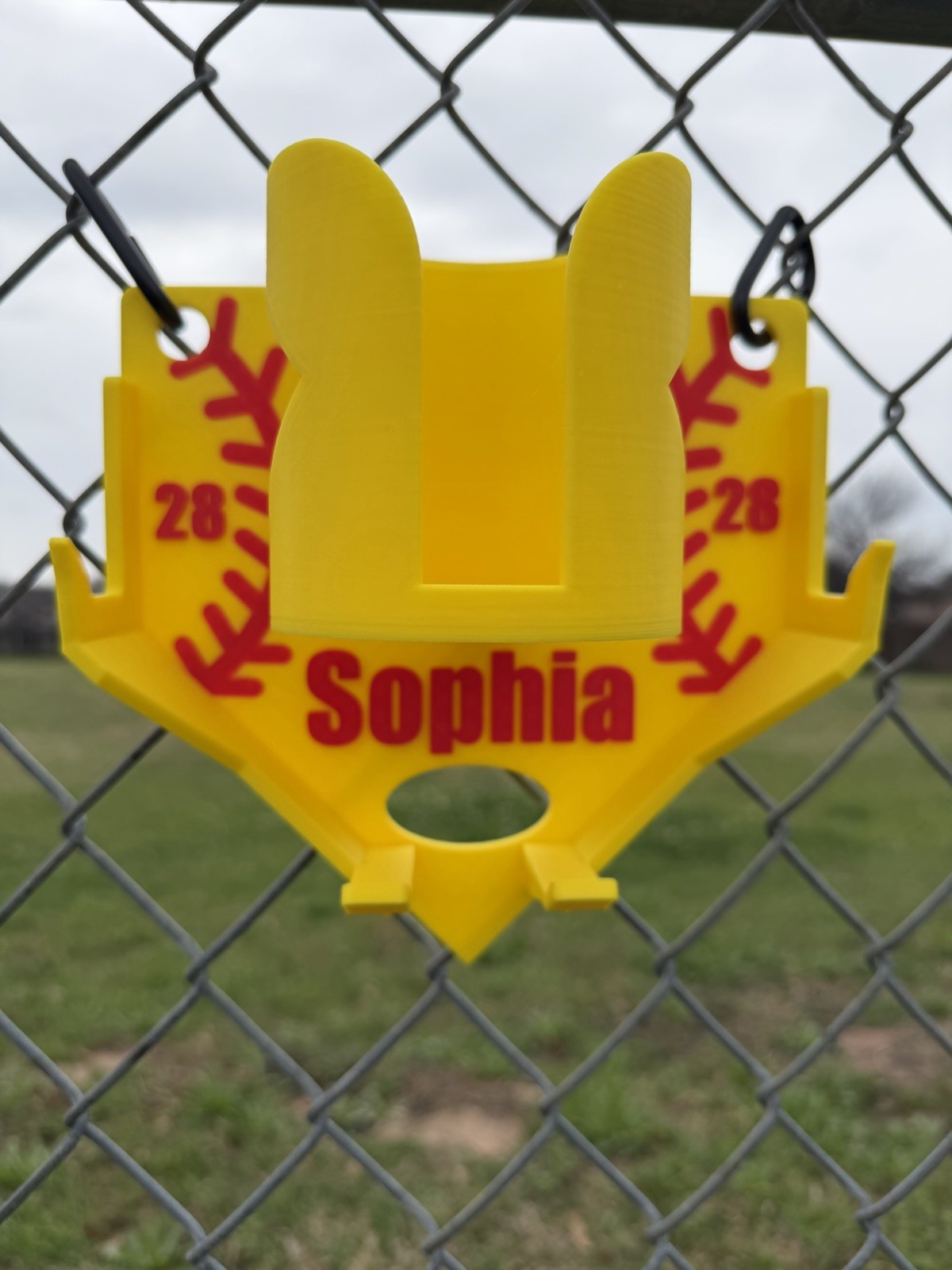 Softball Dugout Organizer Home Plate Design Name & # Includes Heavy Carabiners