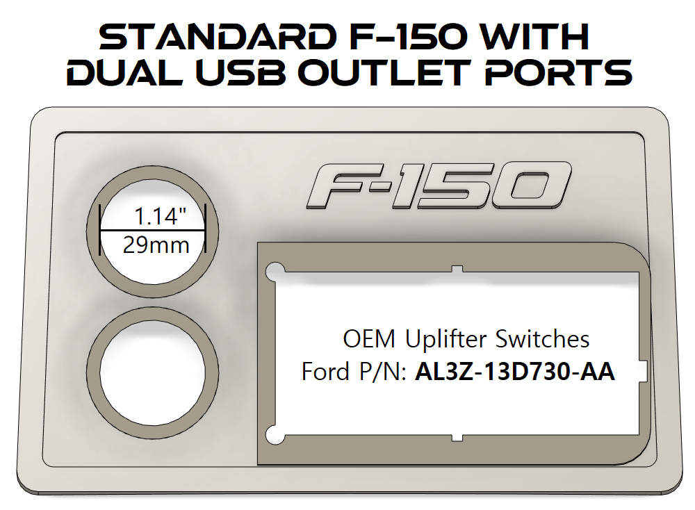 F-150 "Raptor Style" Upfitter Switch and USB/Boost Mount Panel (PANEL ONLY)