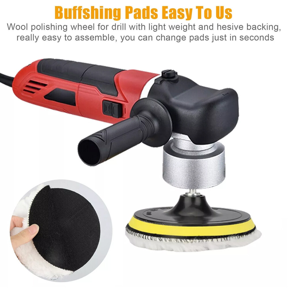 6" Buffing Polishing Pad Wool Wheel Mop Kit For Car Polisher Drill Adapter 5PCS