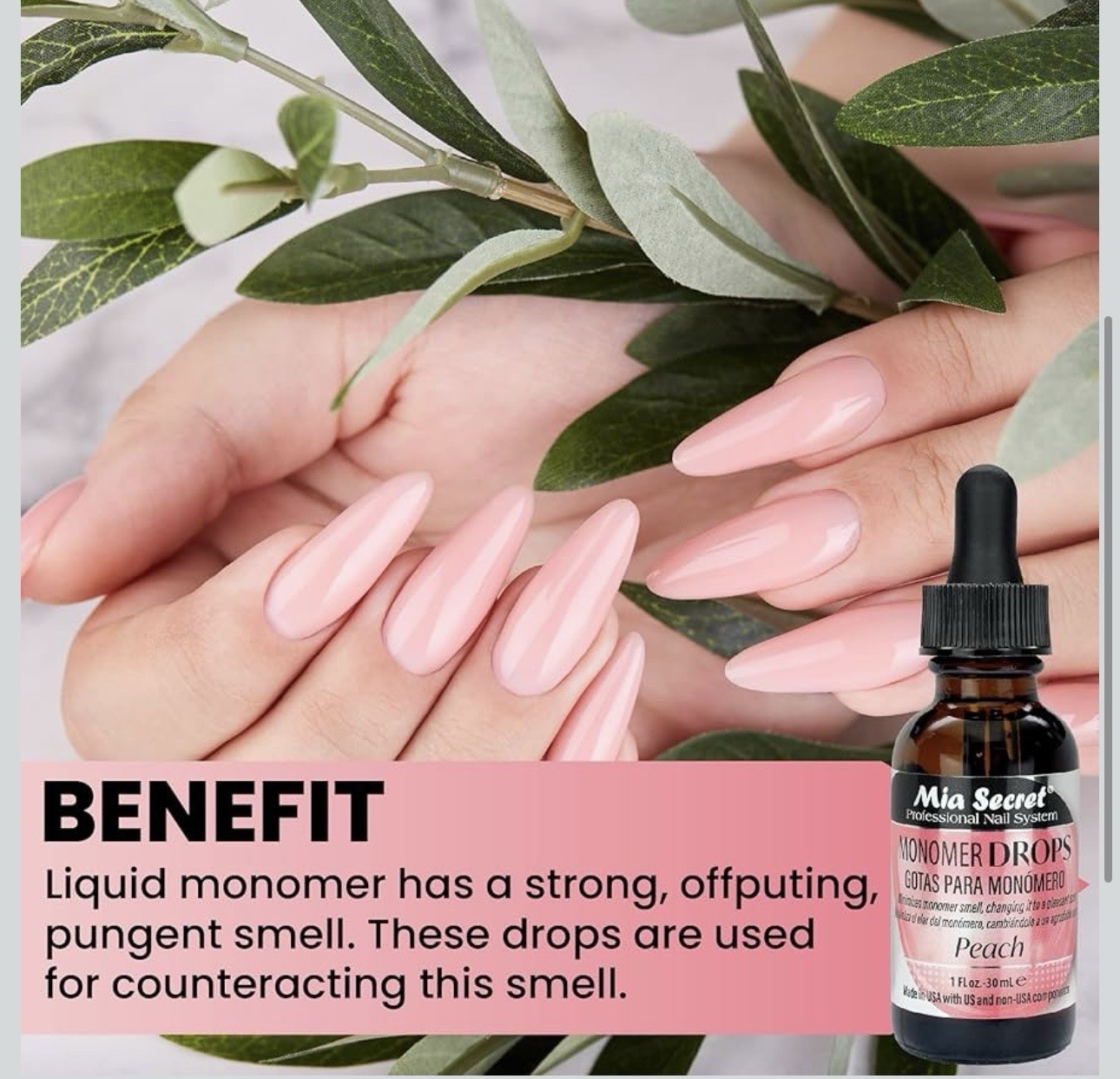 Mia Secret Monomer Drops - Peach Scent - 1oz each - Odor Neutralizer 2 Pack!