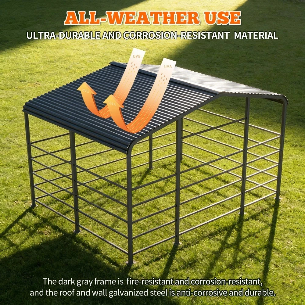 13x13FT Metal Farm Animal Shelter Livestock Shed Cowshed Outdoor Pasture Housing