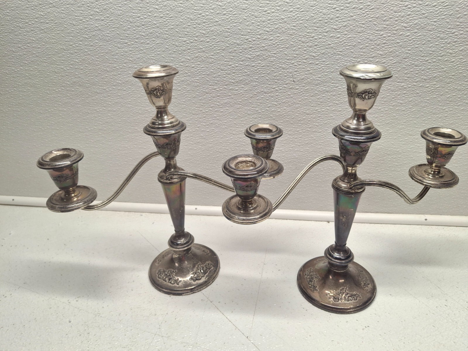 Vintage Gorham Sterling Silver Candelabra Candle Holders 890 (2) with Extras
