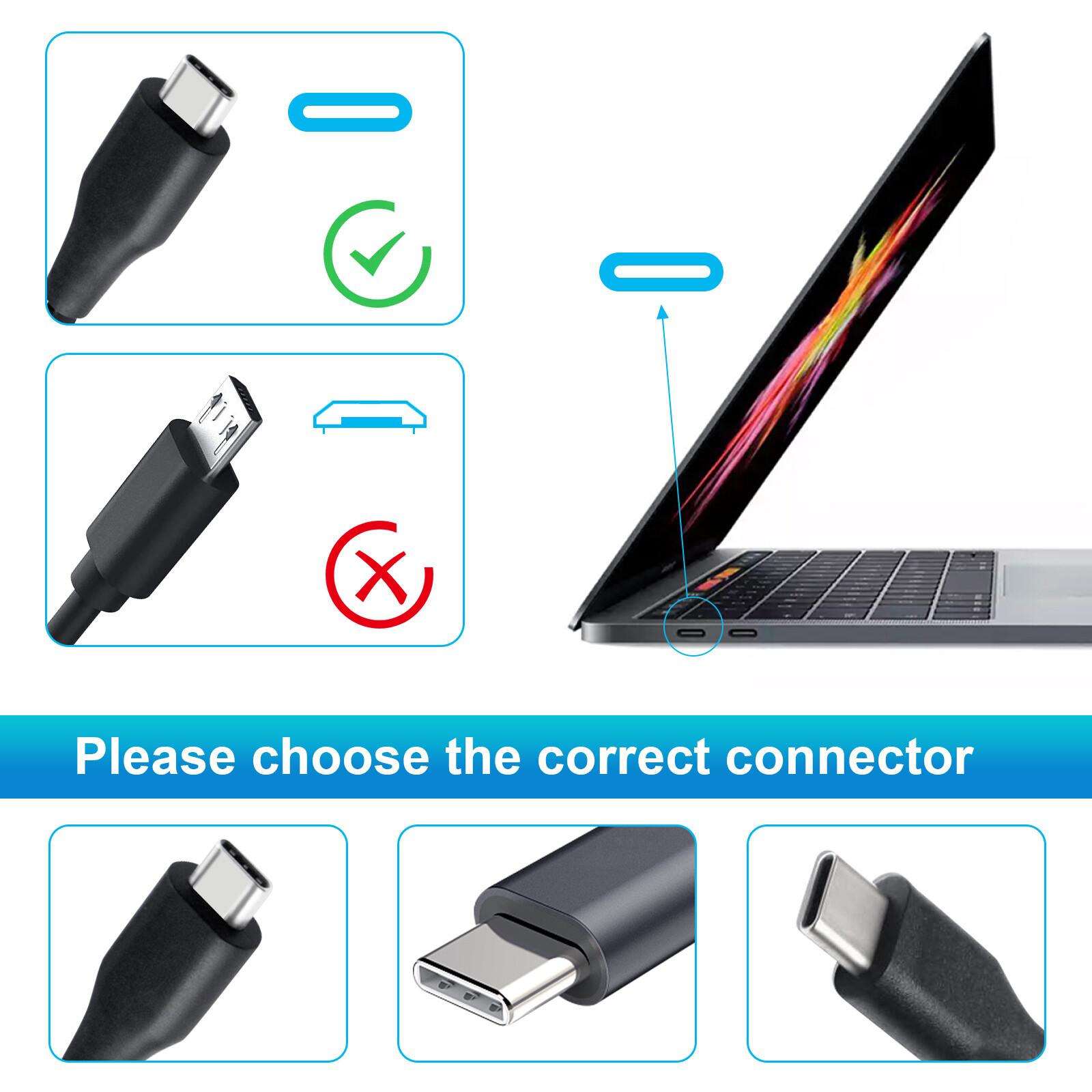 LOT OF 45W 65W 90W USB C Type C Adapter Charger For Lenovo HP Macbook Samsung