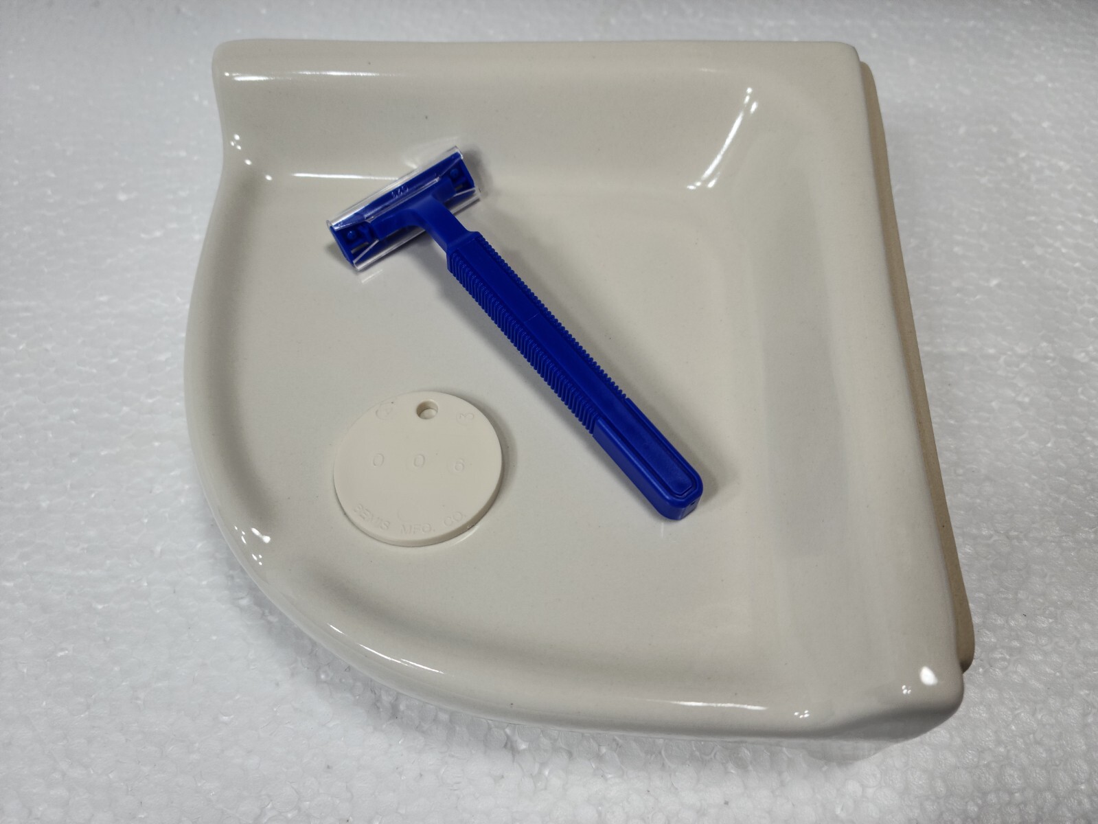 Beige Almond Bone Ceramic Shower Corner Tray Soap Dish Shampoo Holder Color 0135