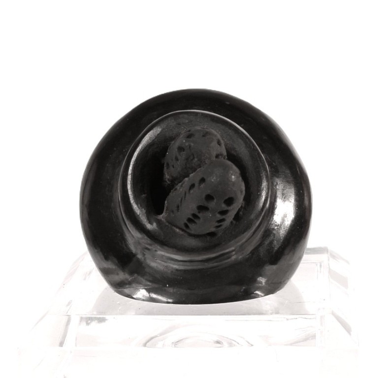 Santa Clara Pueblo Small Pot with Corn Black Pottery By Dorothy and Paul