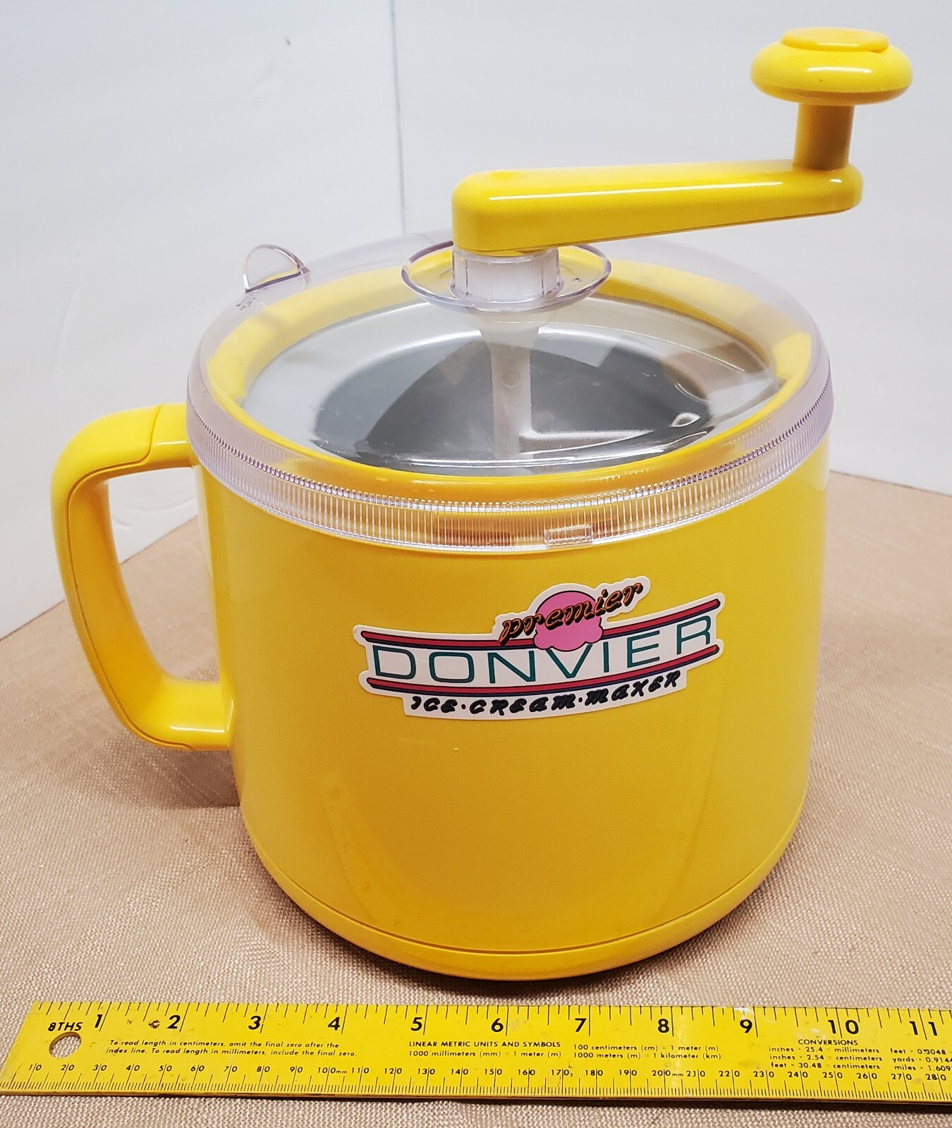 Vintage Premier Donvier 1 Qt Ice Cream Maker Yellow Hand Crank Made In Japan