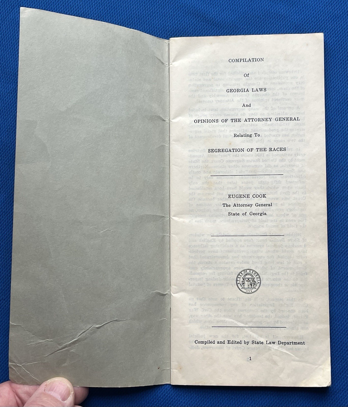 1956 Compilation of Georgia Laws Relating to Segregation of the Races Ga