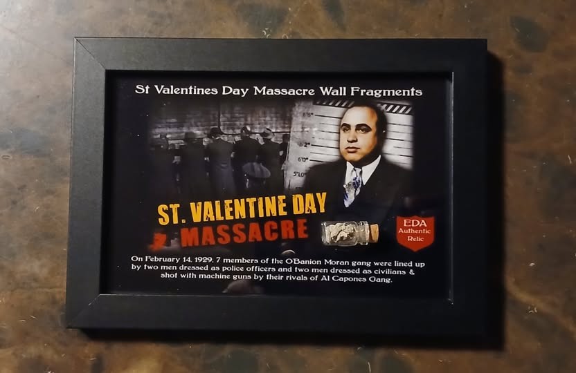 Authentic St Valentines Day Massacre Brick Fragments Al Capone Relic w/COA