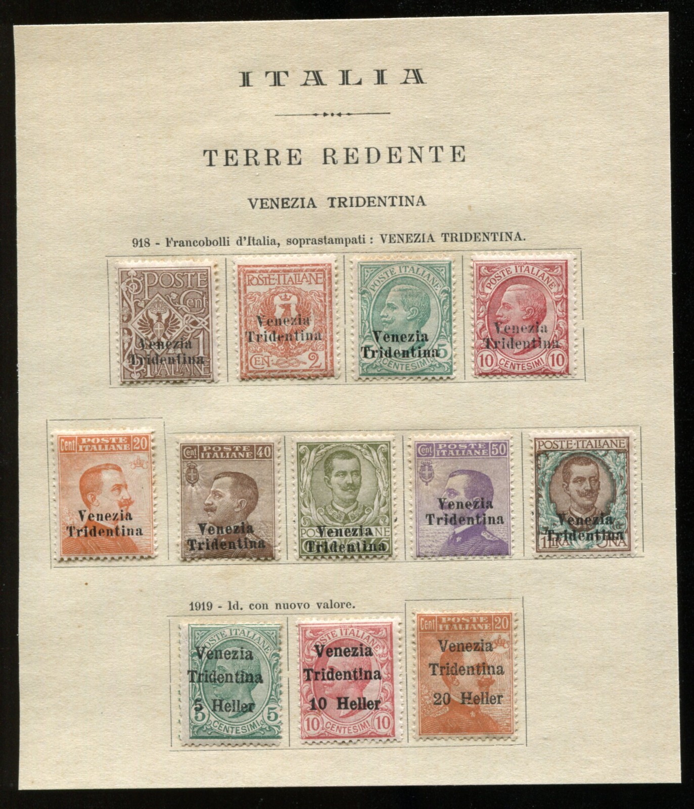 VENEZIA TRIDENTINA 1919 AUSTRIA OCCUPATION - 12 EXCELLENT MINT STAMPS VLH/OG -C2
