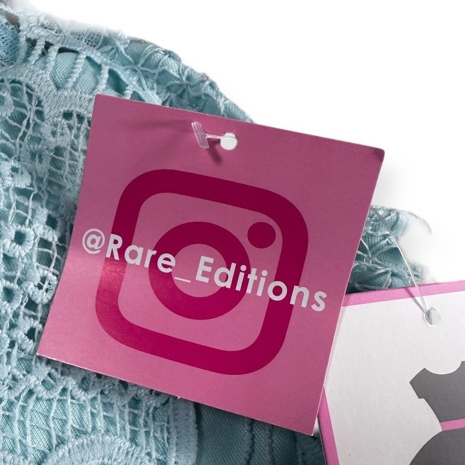 Rare Editions Aqua Blue Lace Tiered Halter Dress Girls Size 12 E442965 NWT